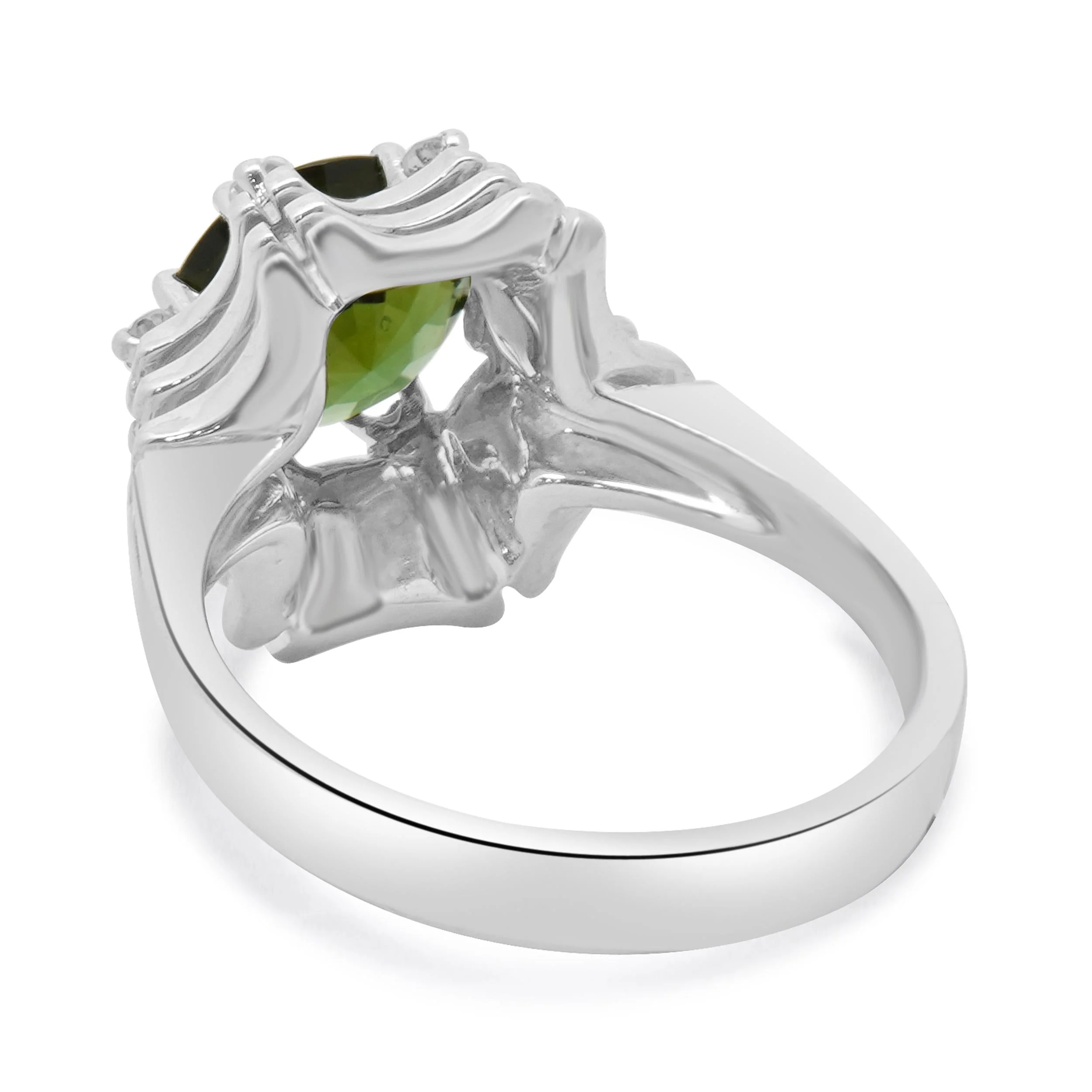 18 Karat White Gold Green Tourmaline and Diamond Stack Ring - Image 4