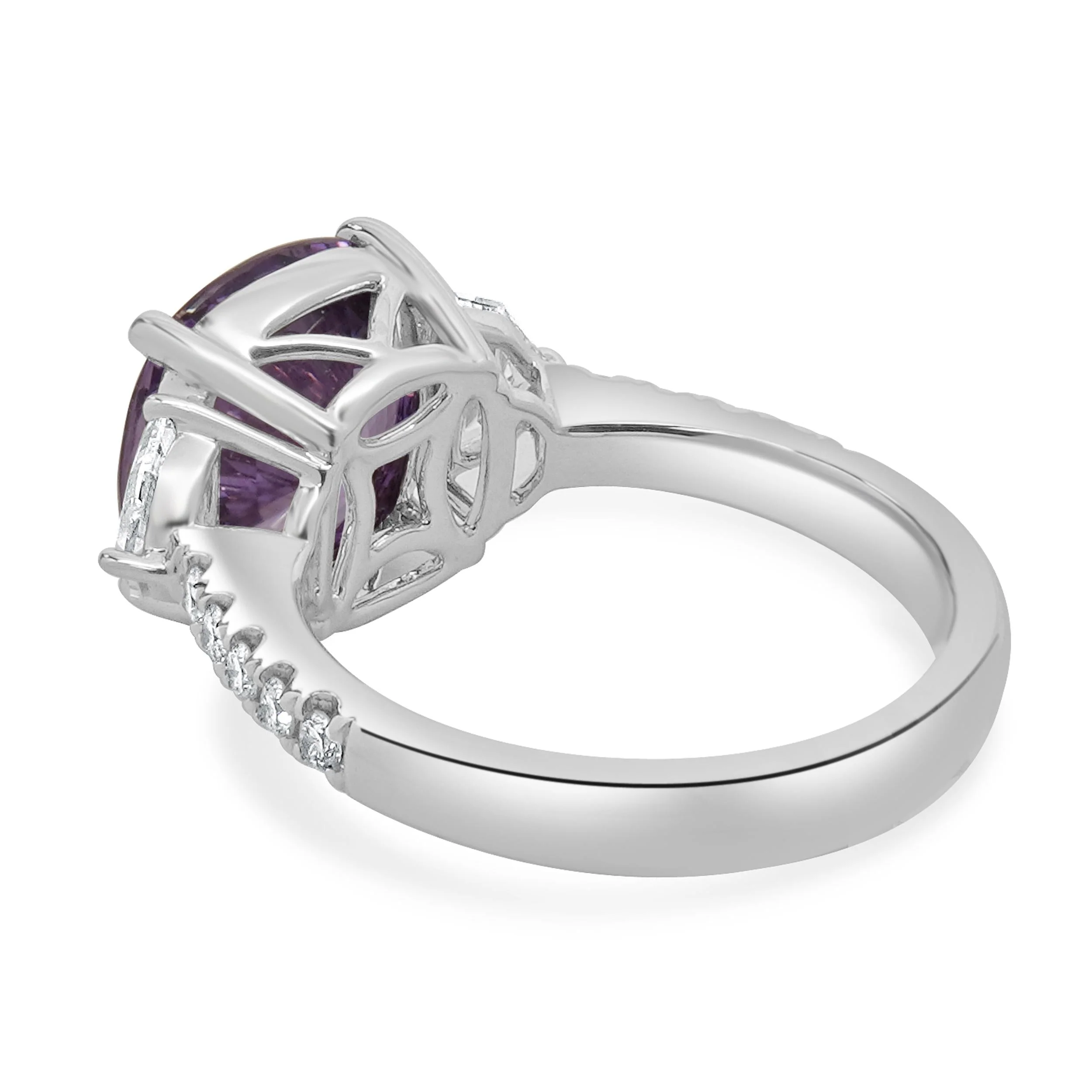 18 Karat White Gold Madagascar No Heat Purple Sapphire and Diamond Ring - Image 4