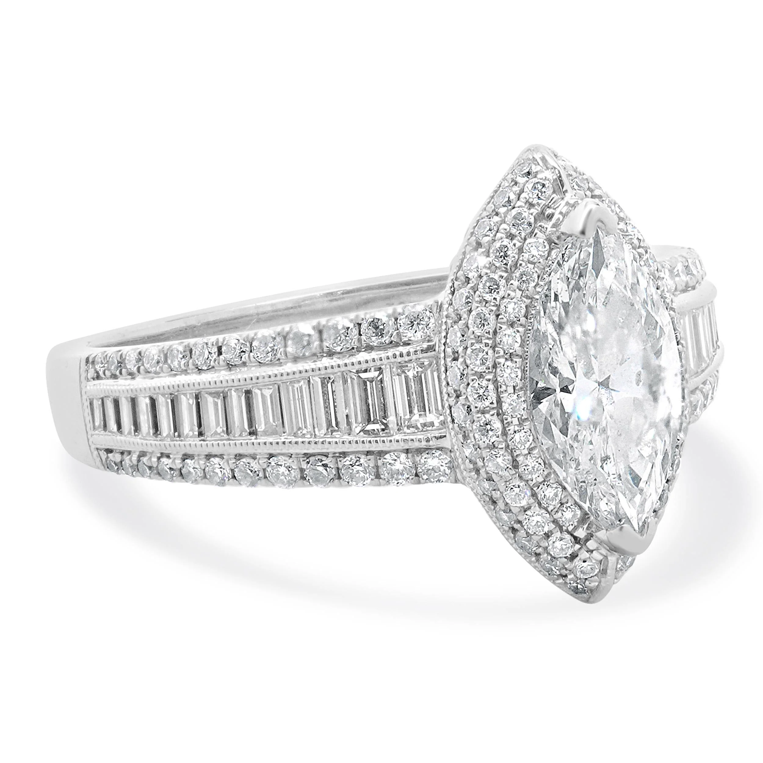 18 Karat White Gold Marquise Cut Diamond Engagement Ring - Image 4