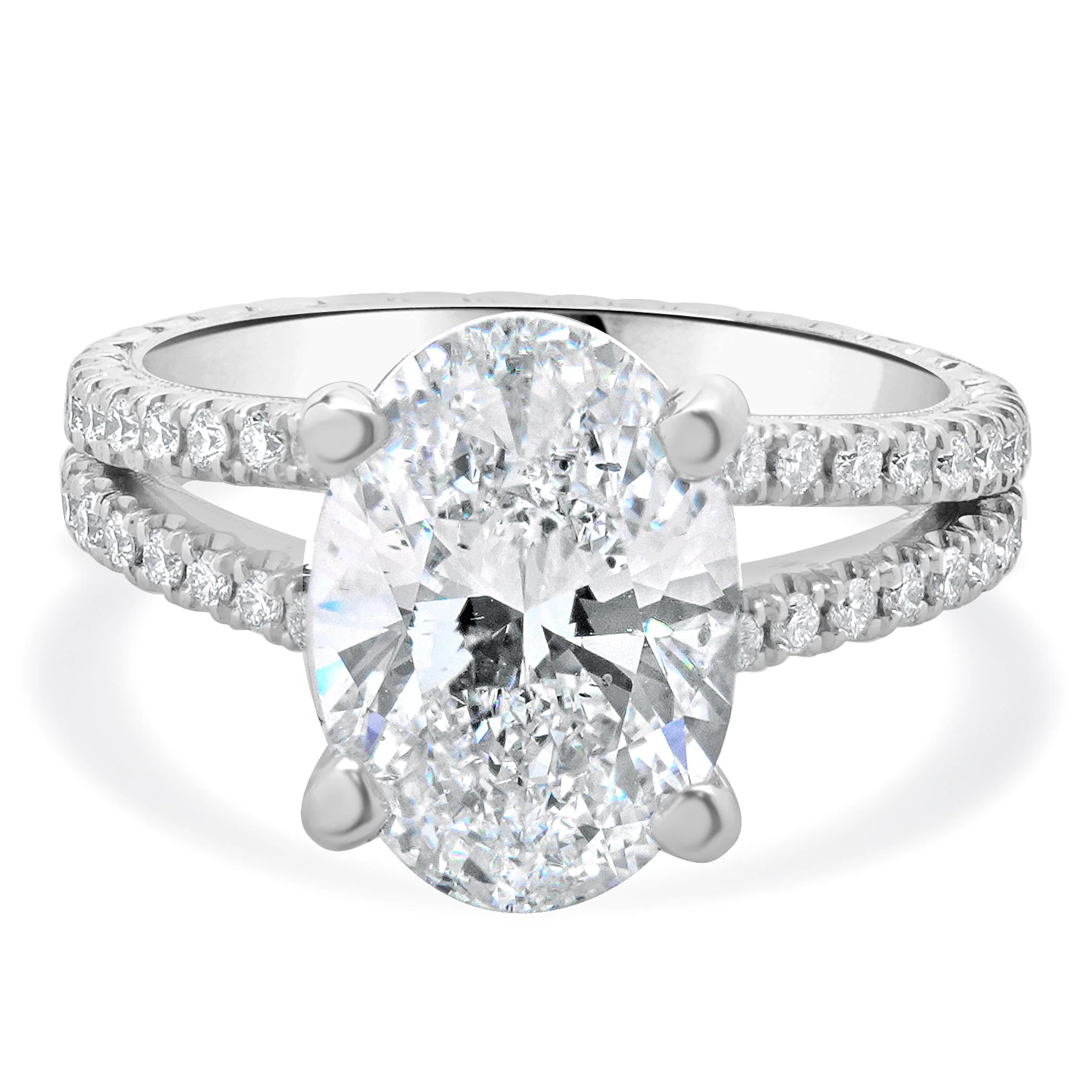 18 Karat White Gold Oval Cut Diamond Engagement Ring