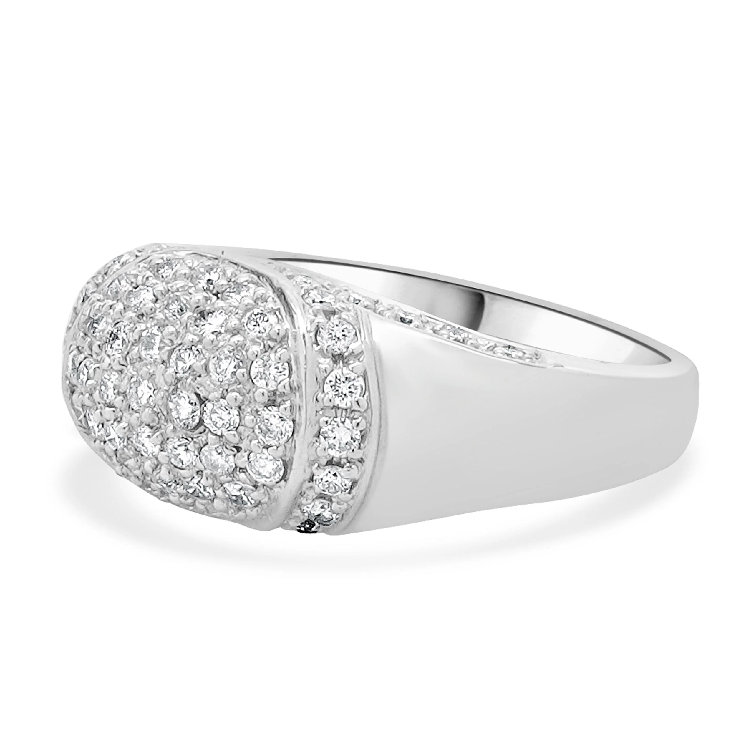 18 Karat White Gold Pave Diamond Dome Ring - Image 2