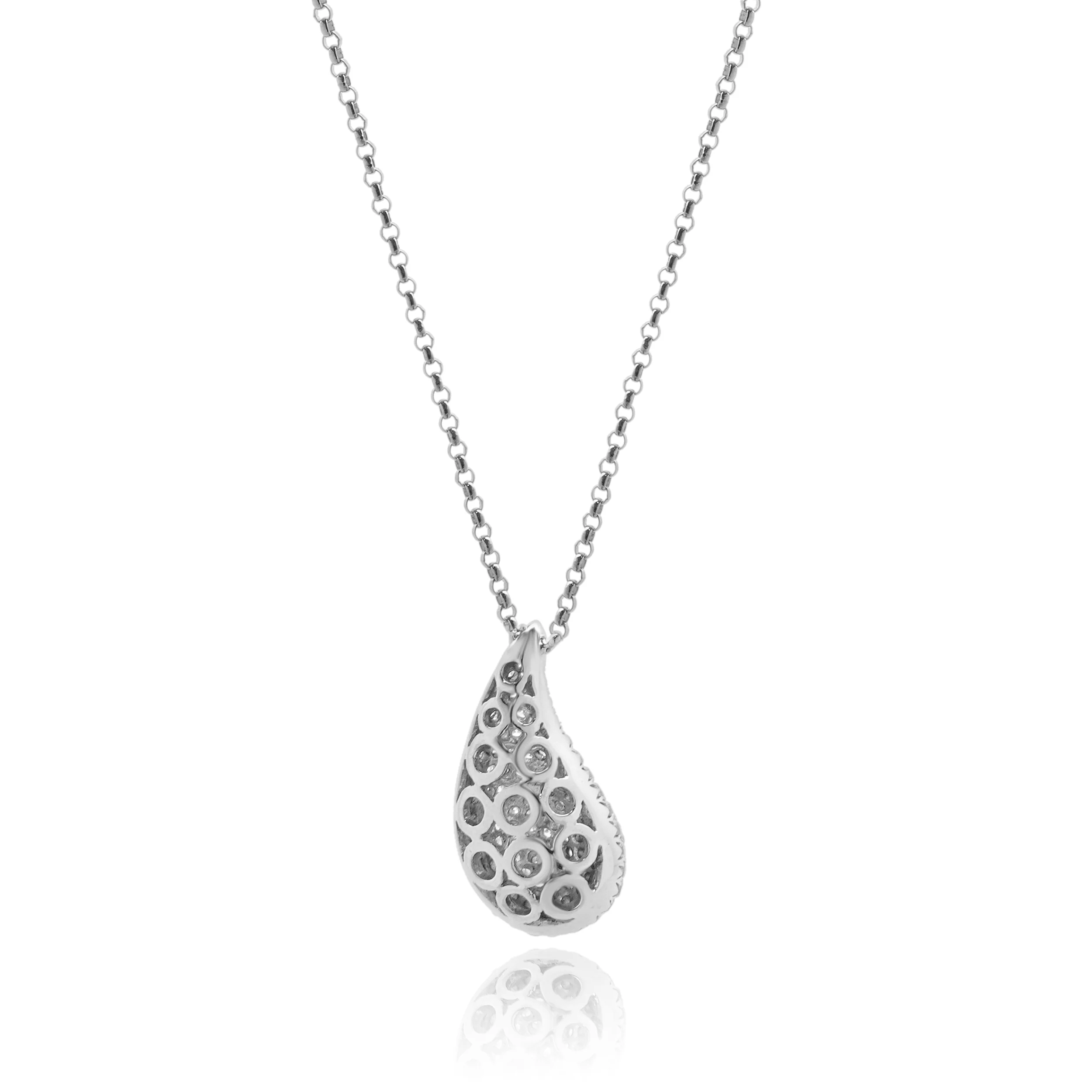 18 Karat White Gold Pave Diamond Tear Drop Necklace - Image 2