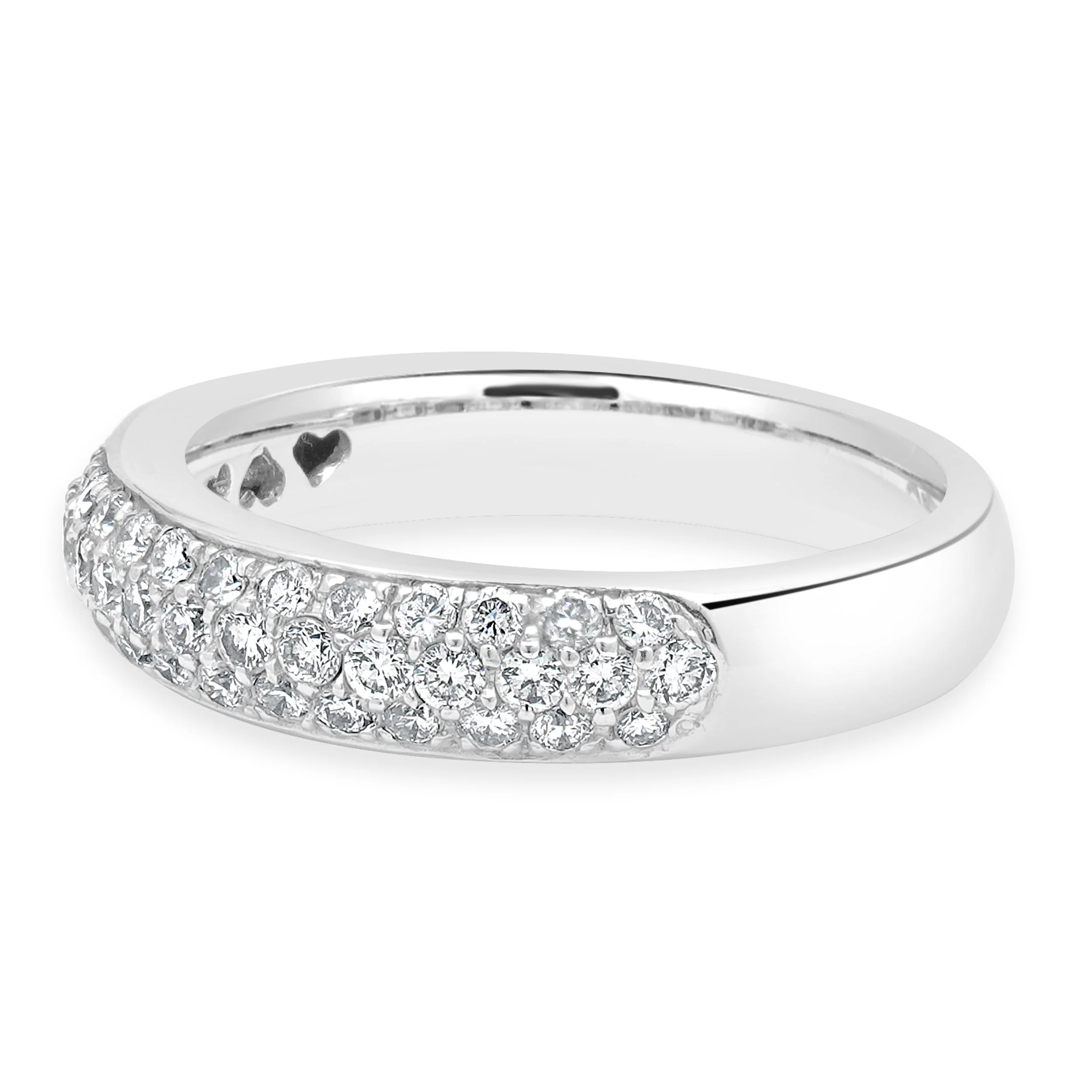 18 Karat White Gold Pave Diamond Three Row Band - Image 2