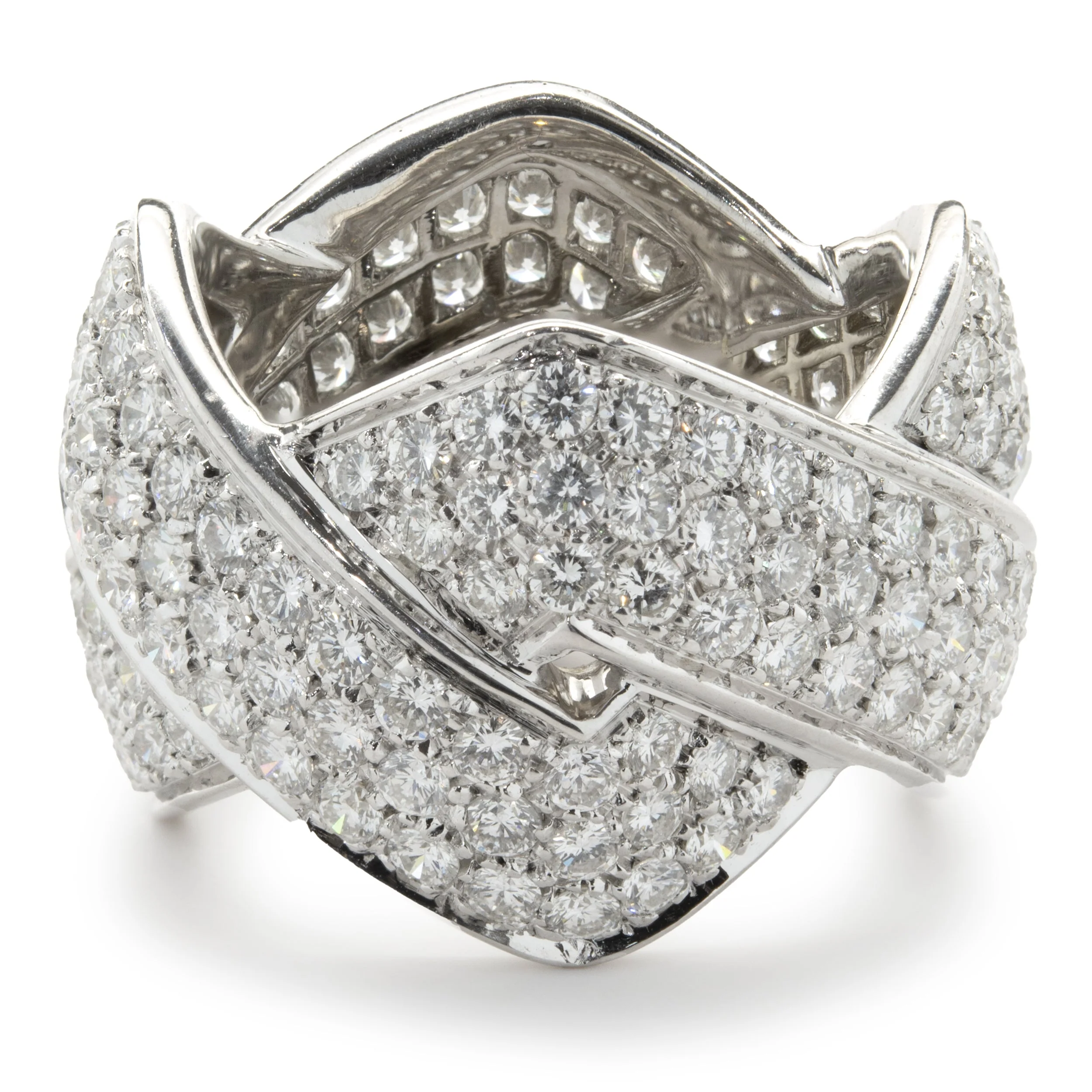 18 Karat White Gold Pave Diamond Z Crossover Band - Image 2