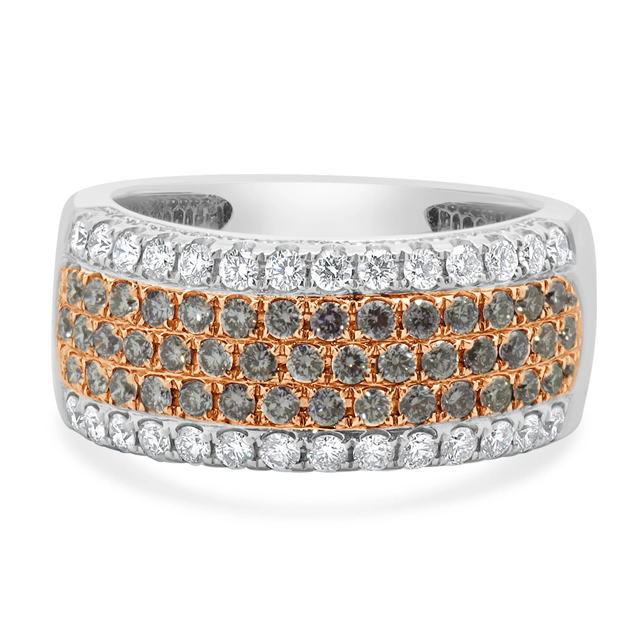 18 Karat White Gold Pink and White Diamond Band