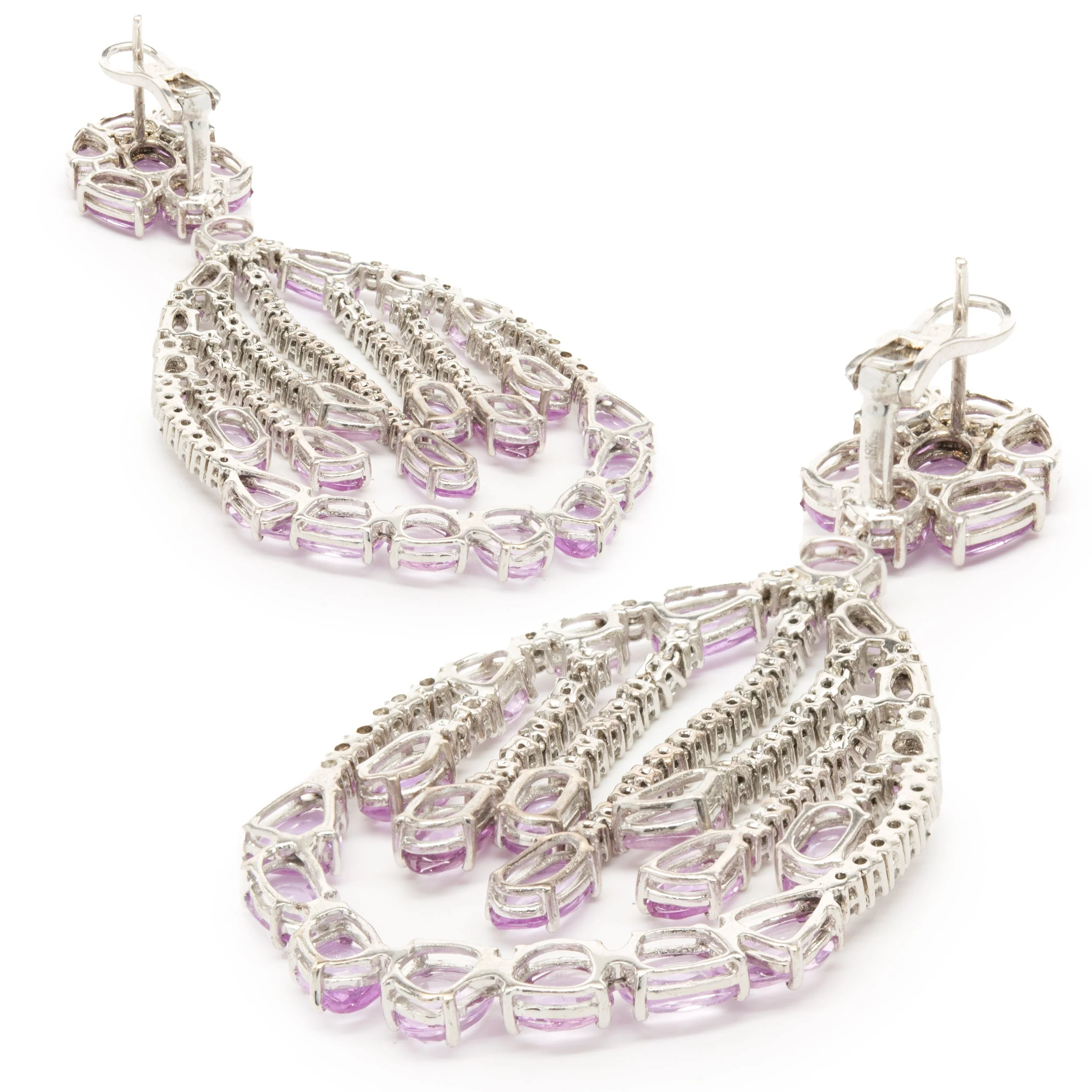 18 Karat White Gold Pink Sapphire and Diamond Dream Catcher Floating Earrings - Image 4