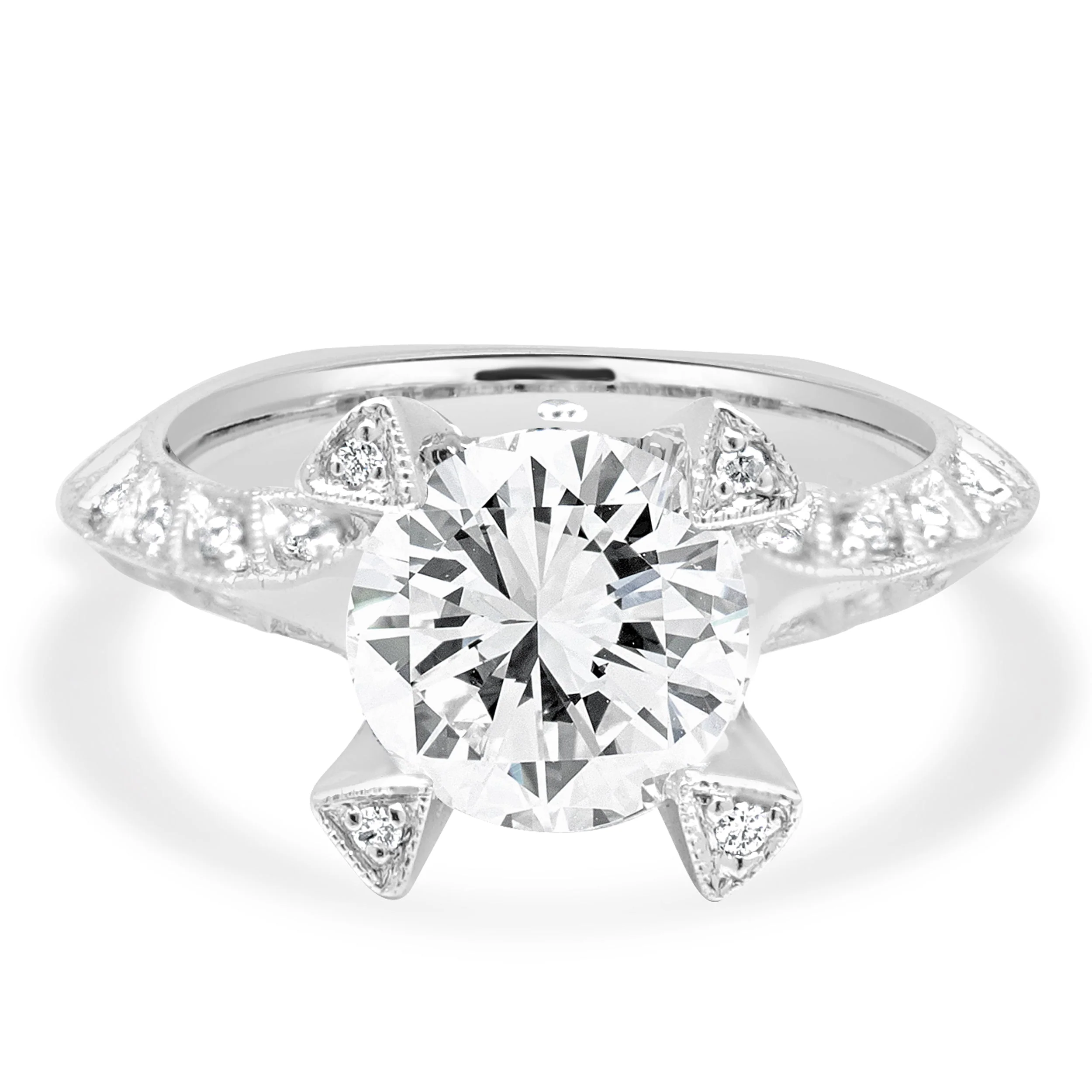 18 Karat White Gold Prong Set GIA Certified Round Brilliant Cut Diamond Engagement Ring