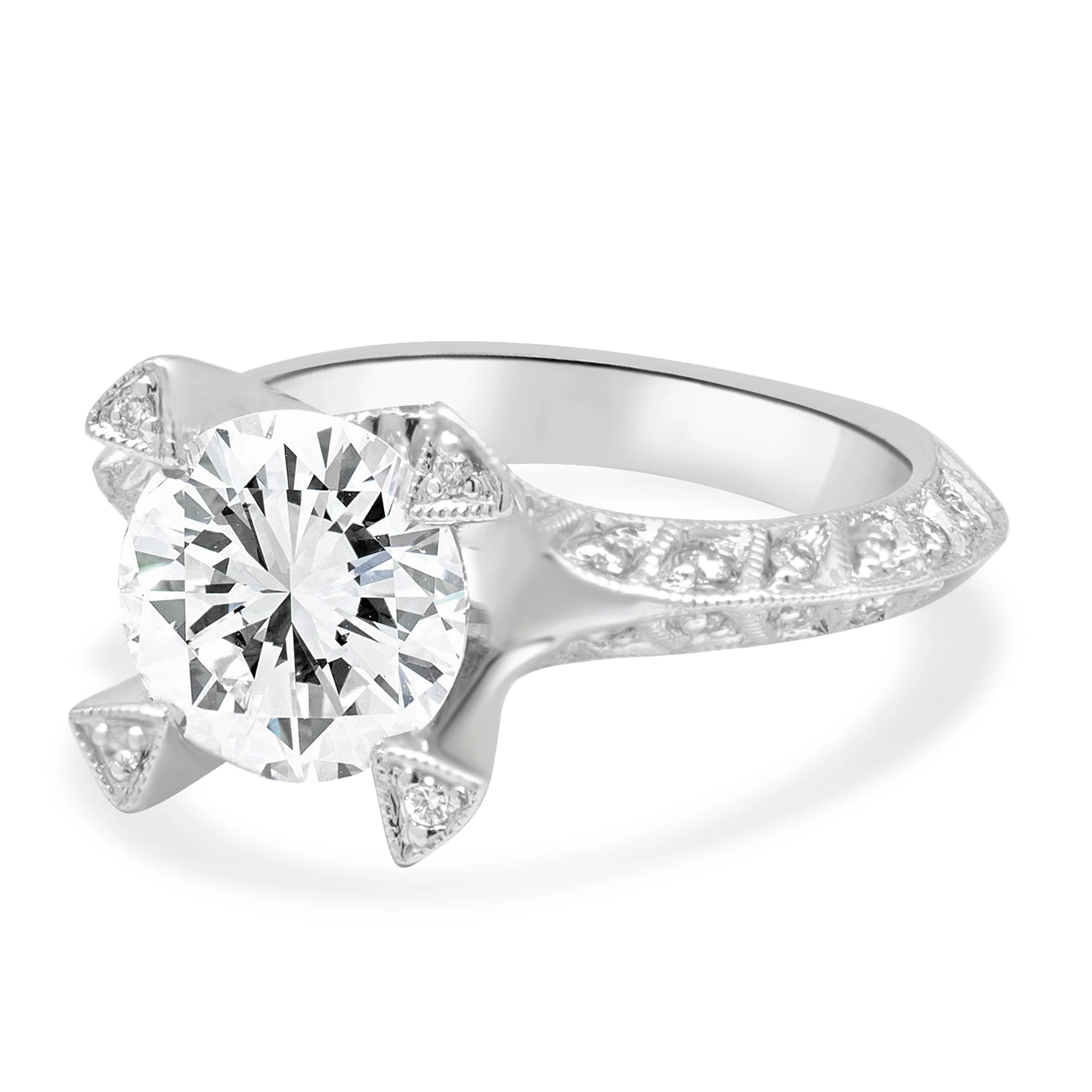18 Karat White Gold Prong Set GIA Certified Round Brilliant Cut Diamond Engagement Ring - Image 2