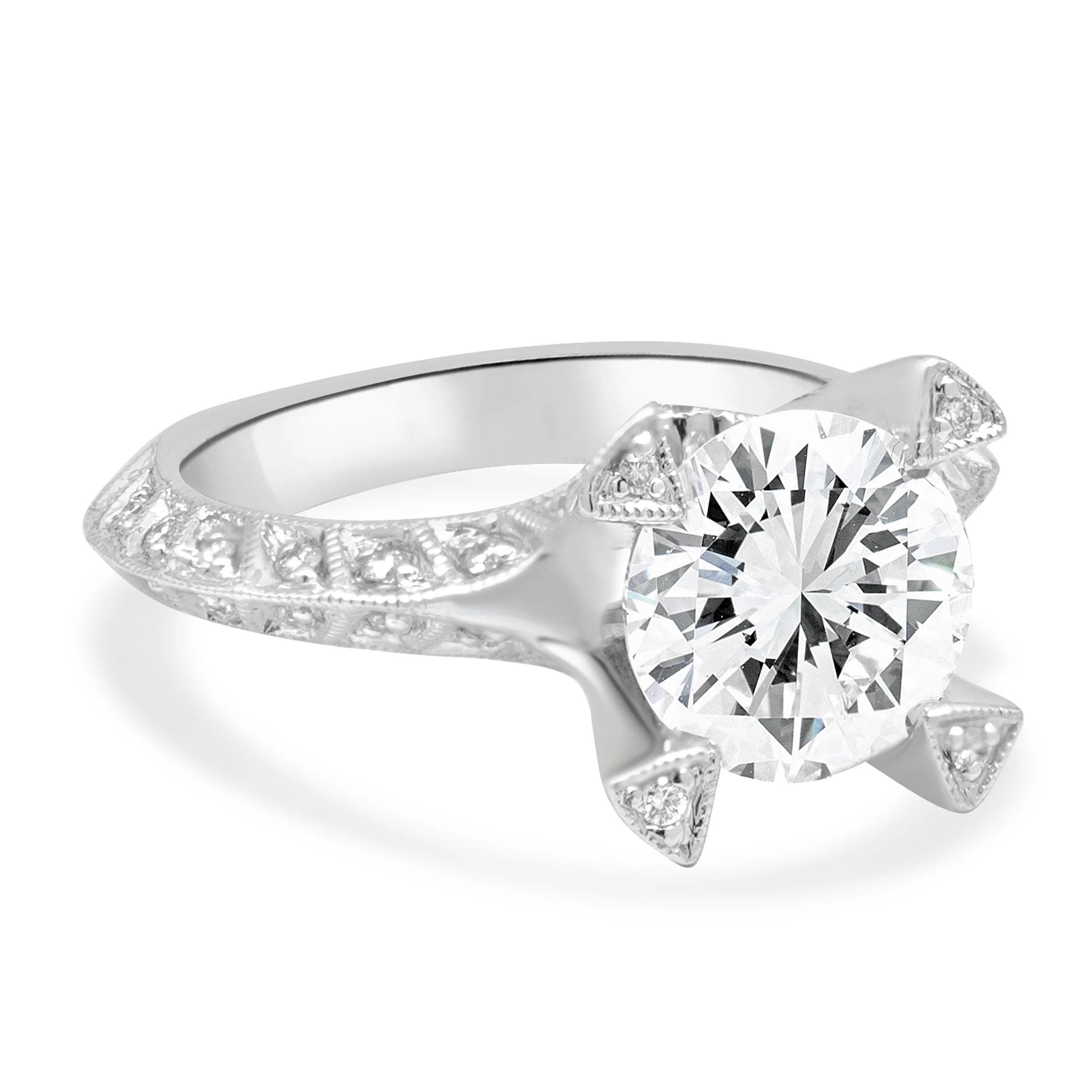 18 Karat White Gold Prong Set GIA Certified Round Brilliant Cut Diamond Engagement Ring - Image 3