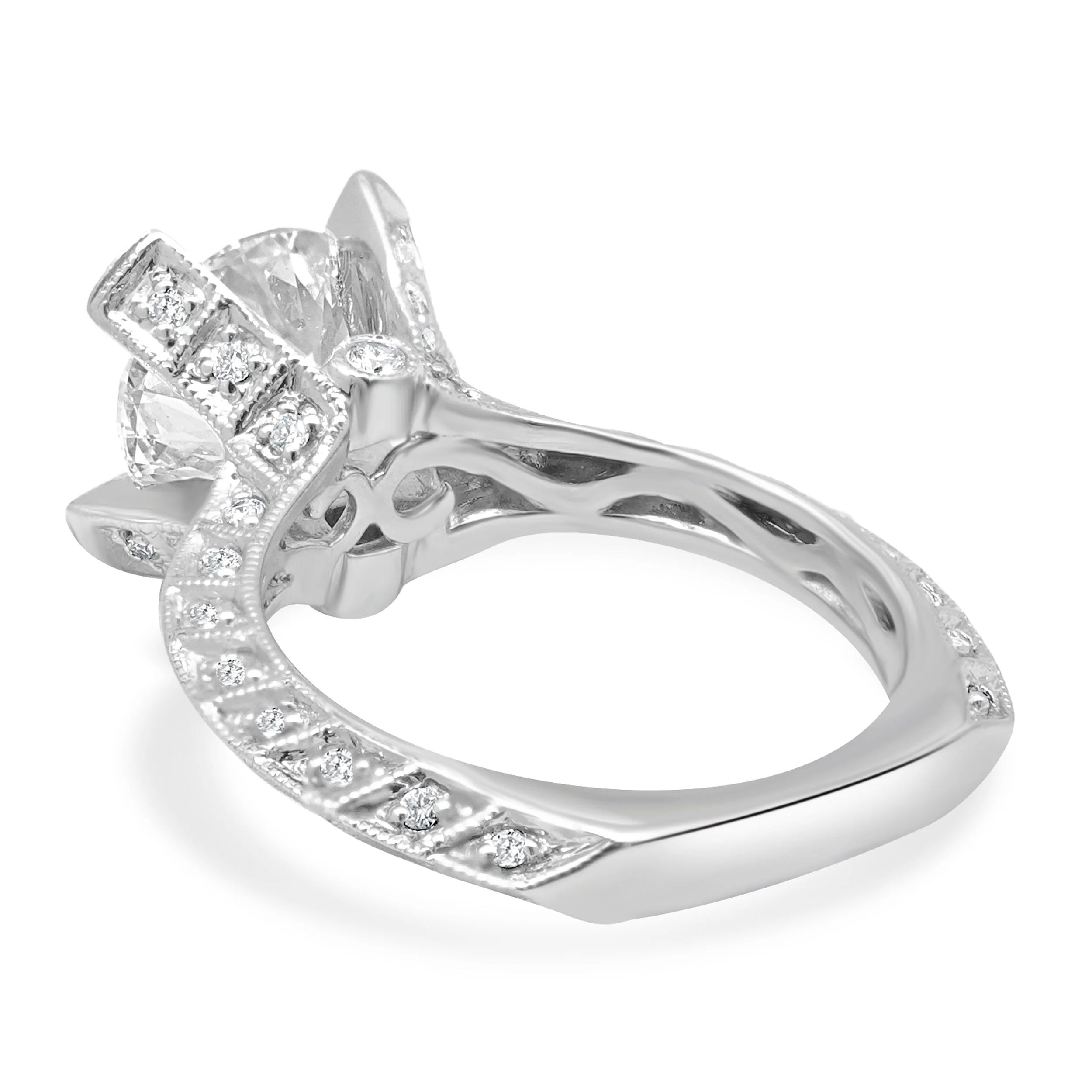18 Karat White Gold Prong Set GIA Certified Round Brilliant Cut Diamond Engagement Ring - Image 4