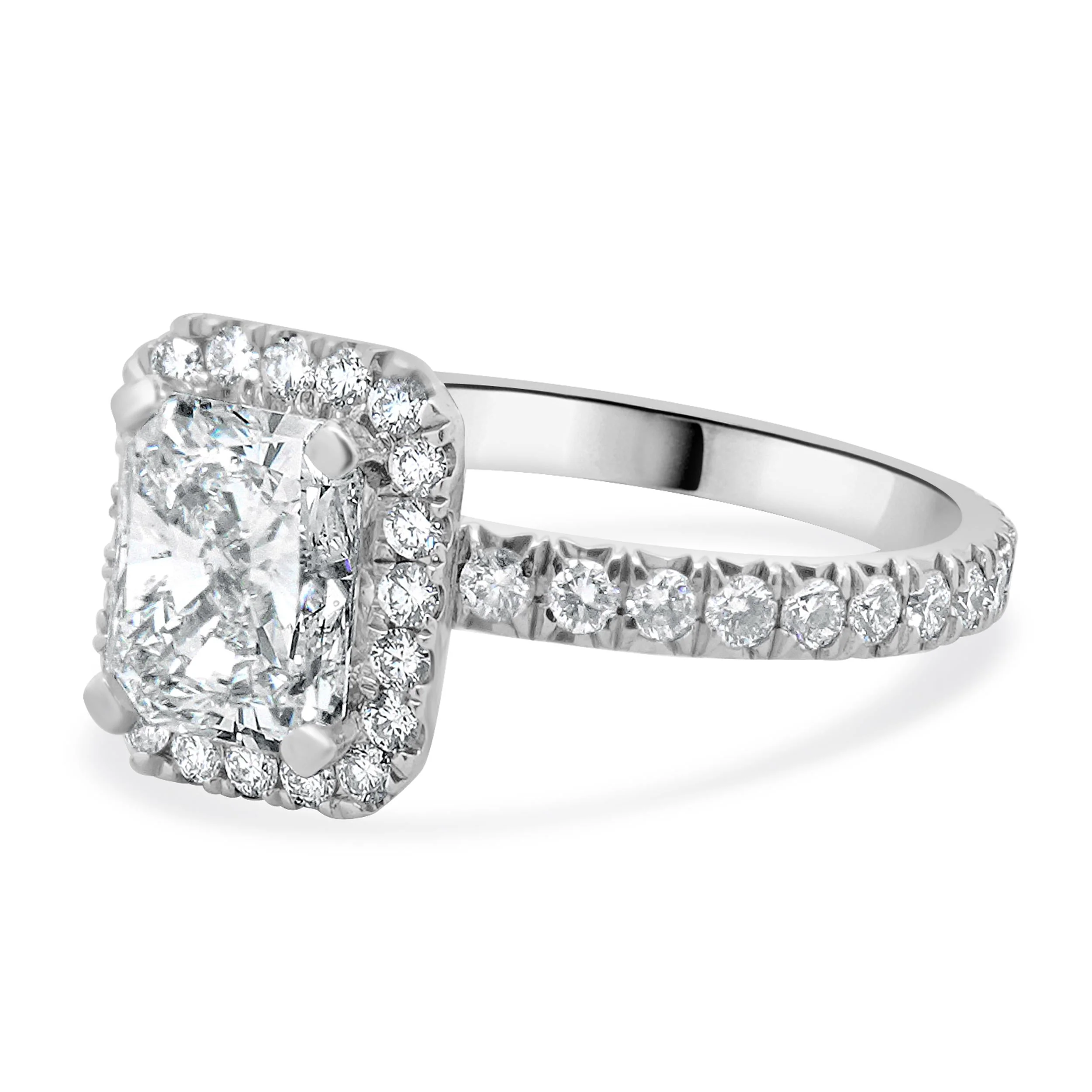 18 Karat White Gold Radiant Cut Diamond Engagement Ring - Image 2