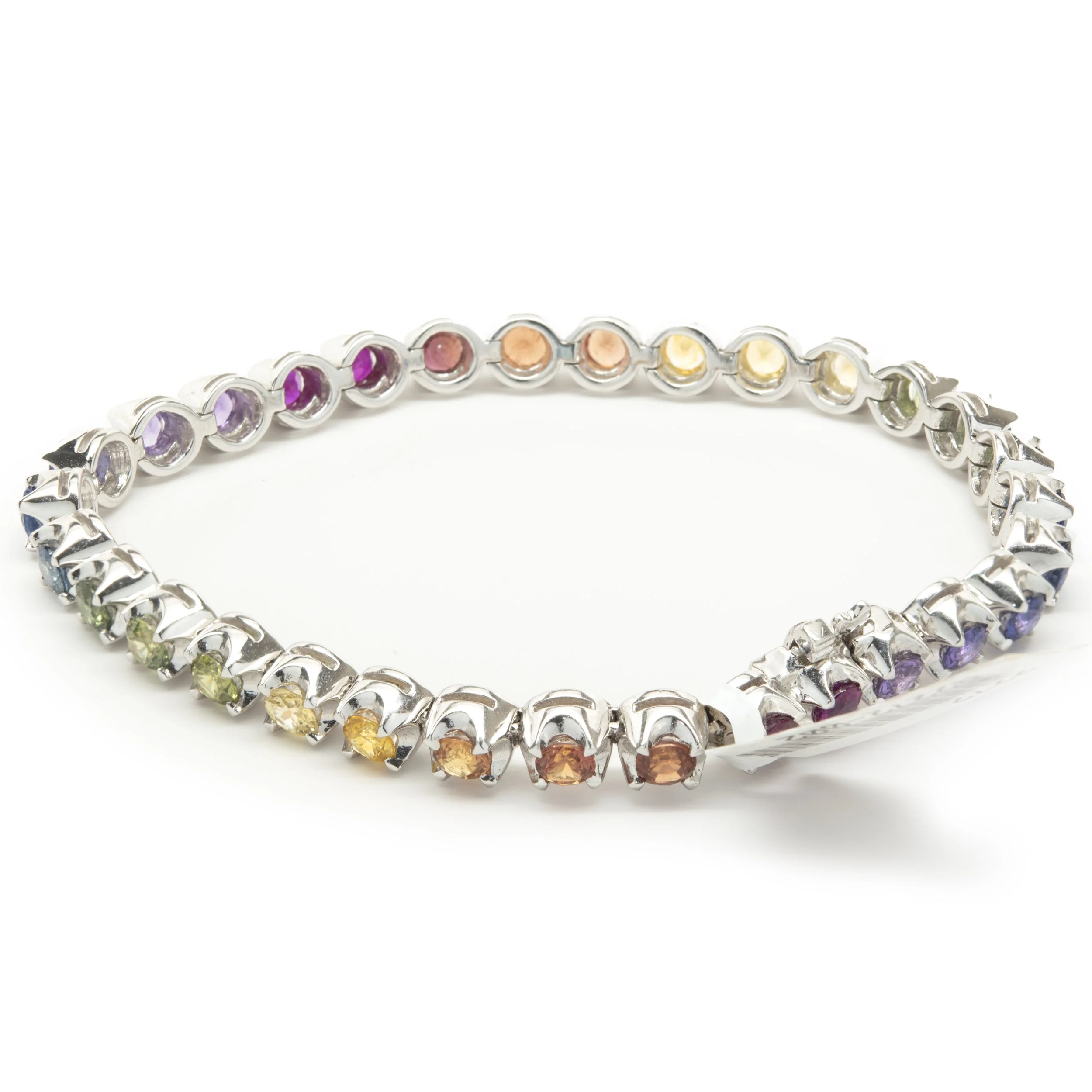 18 Karat White Gold Rainbow Sapphire Tennis Bracelet - Image 2