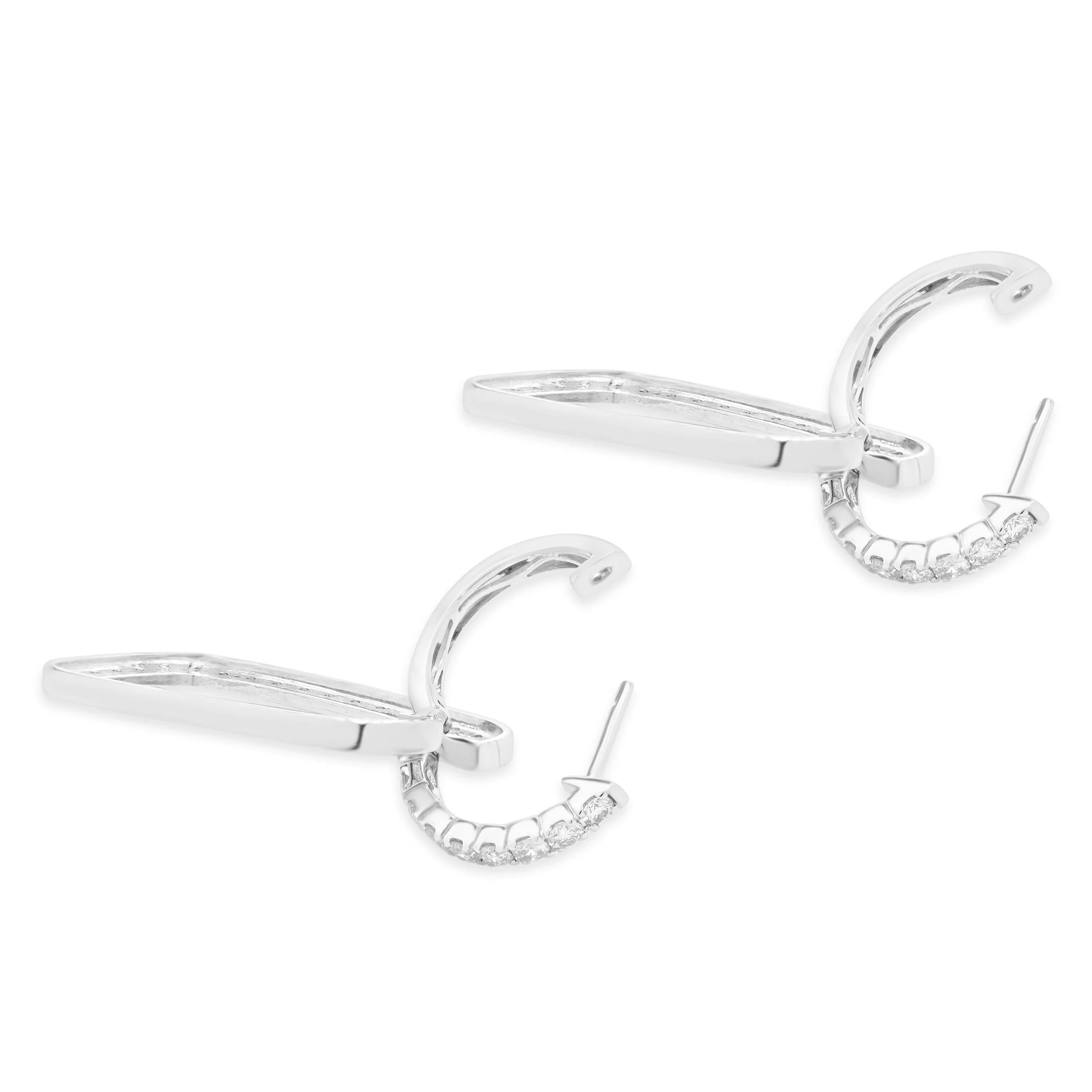 18 Karat White Gold Rectangular Diamond Door Knocker Earrings - Image 3