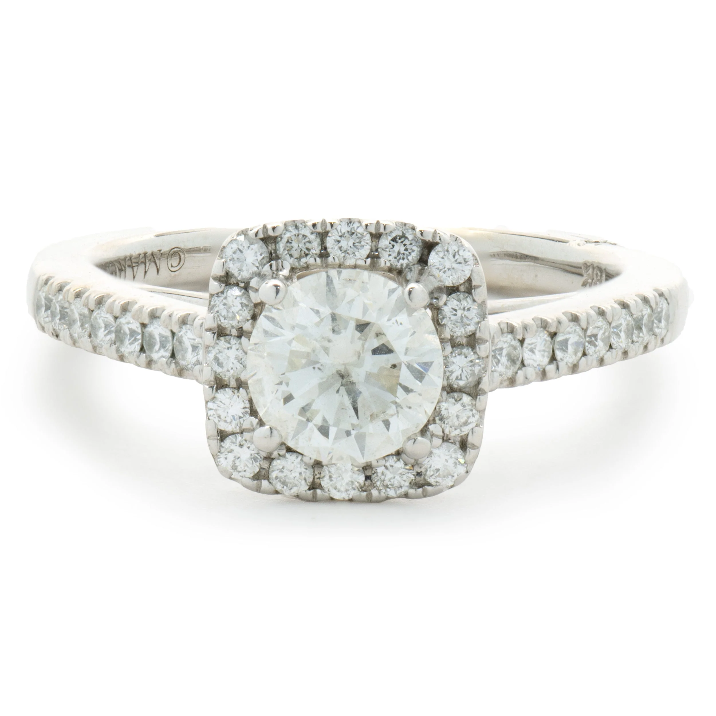 18 Karat White Gold Round Brilliant Cut Diamond Engagement Ring