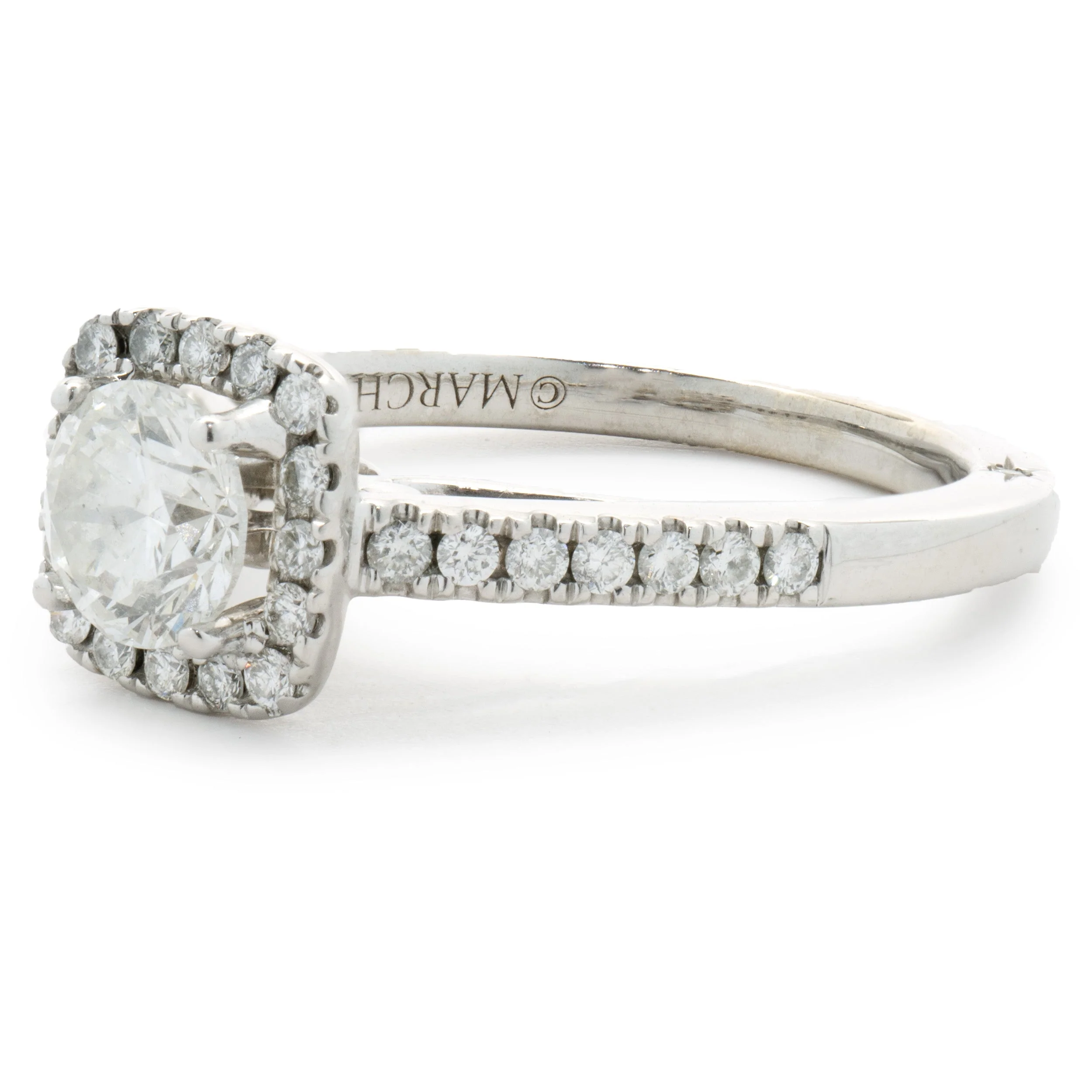 18 Karat White Gold Round Brilliant Cut Diamond Engagement Ring - Image 2