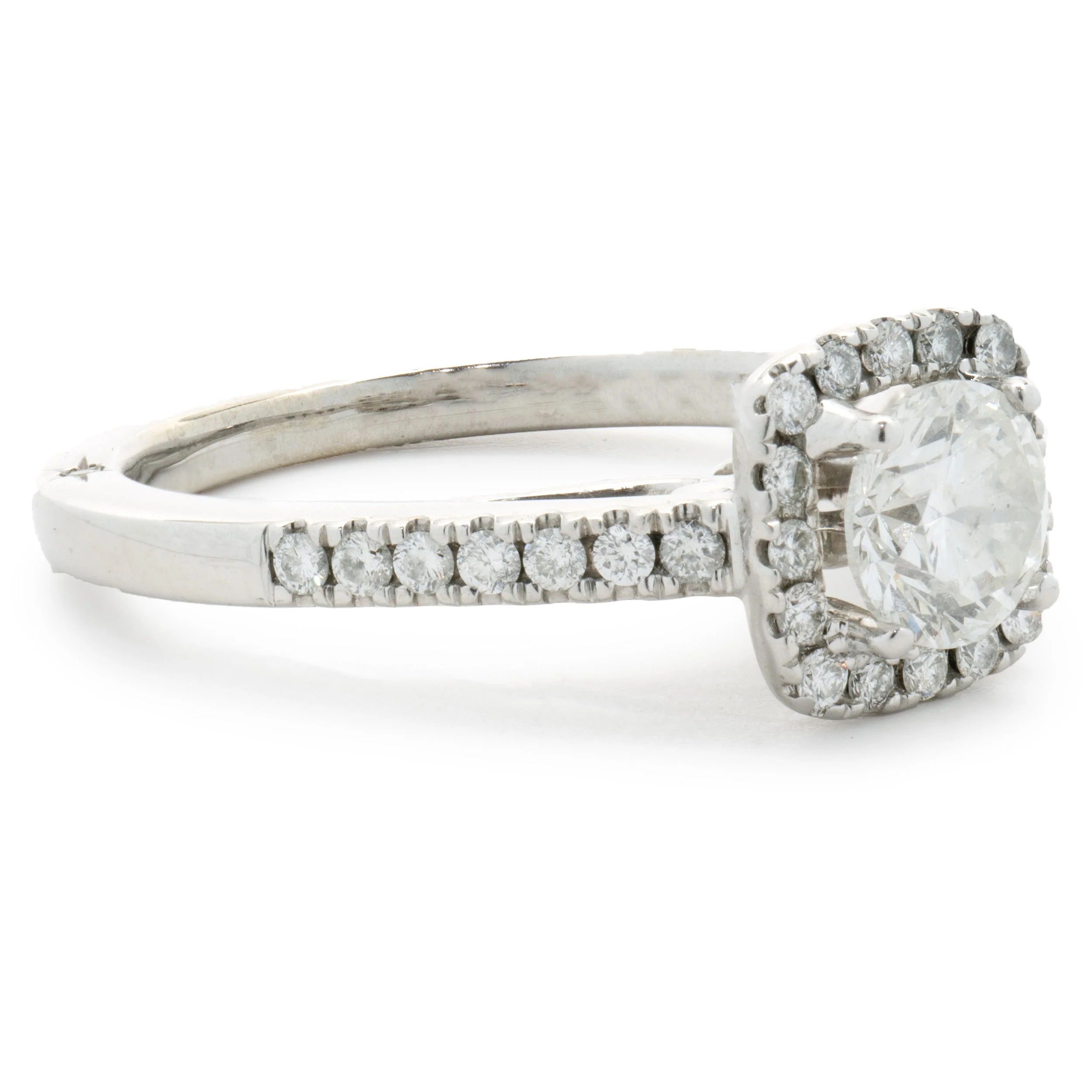 18 Karat White Gold Round Brilliant Cut Diamond Engagement Ring - Image 4