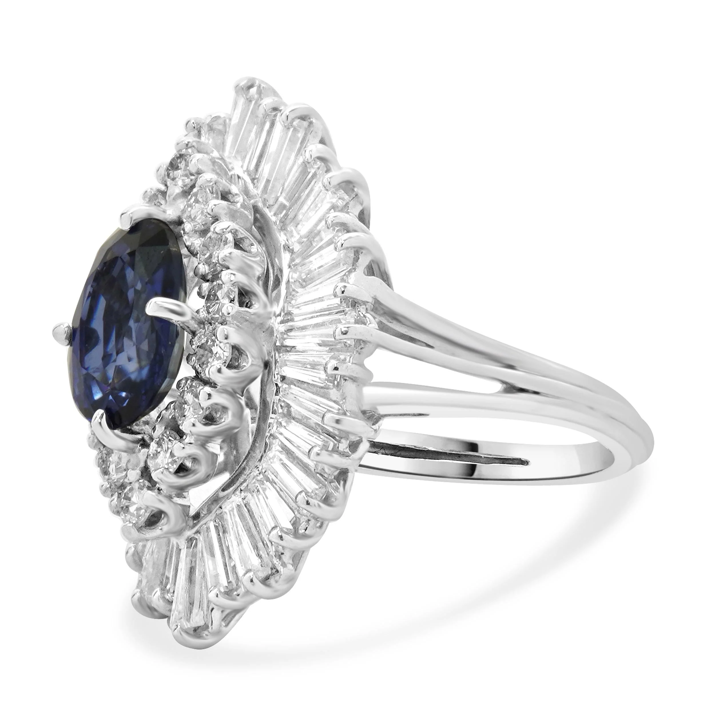 18 Karat White Gold Sapphire and Diamond Ballerina Ring - Image 2