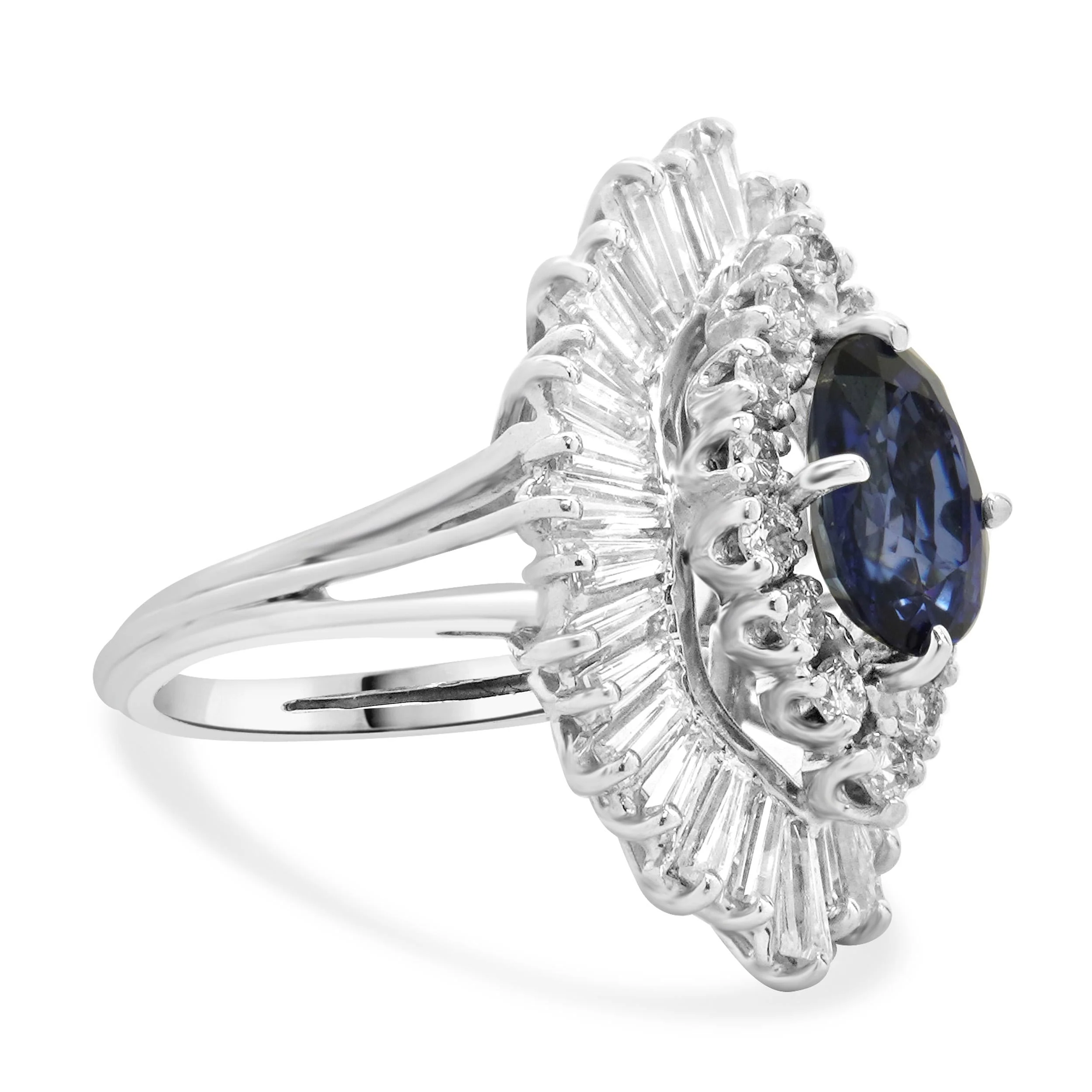 18 Karat White Gold Sapphire and Diamond Ballerina Ring - Image 3