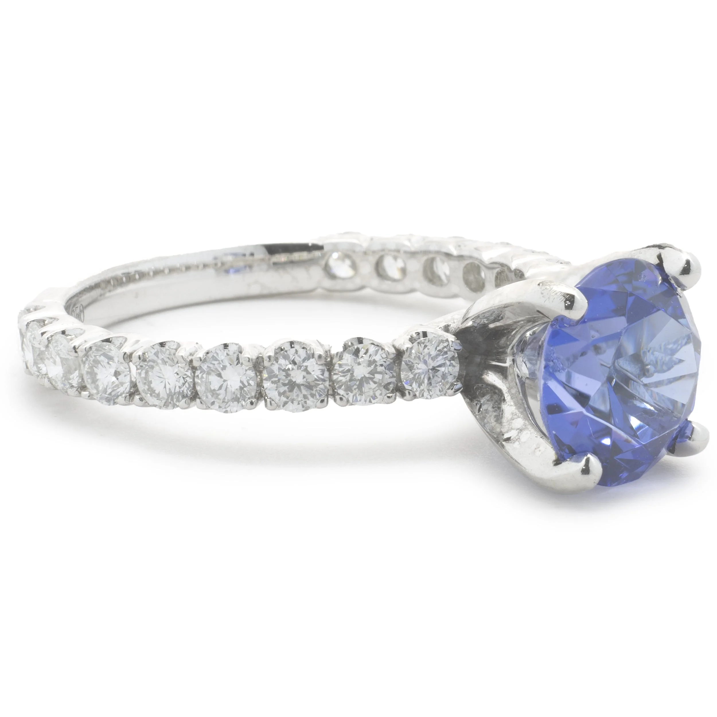 18 Karat White Gold Tanzanite and Diamond Ring - Image 2