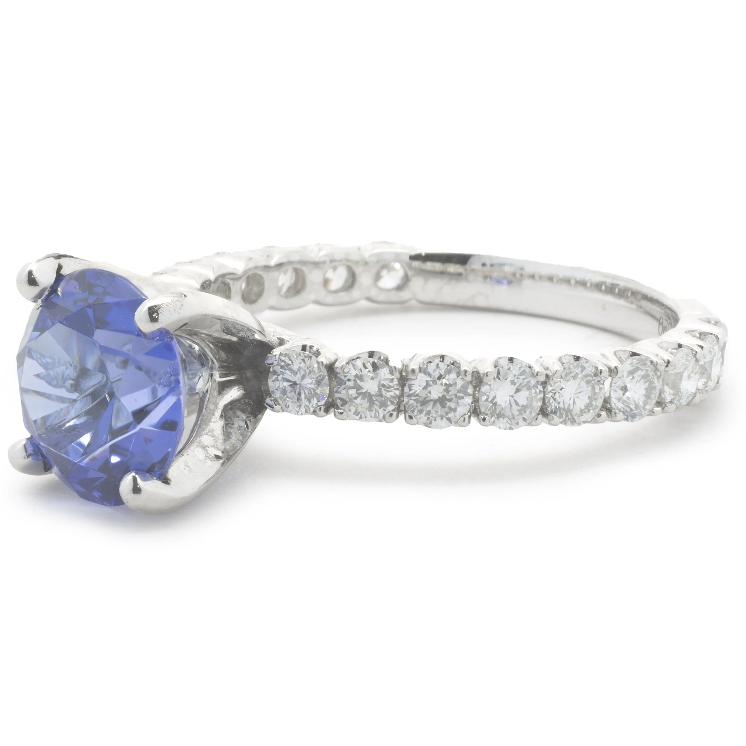 18 Karat White Gold Tanzanite and Diamond Ring - Image 4