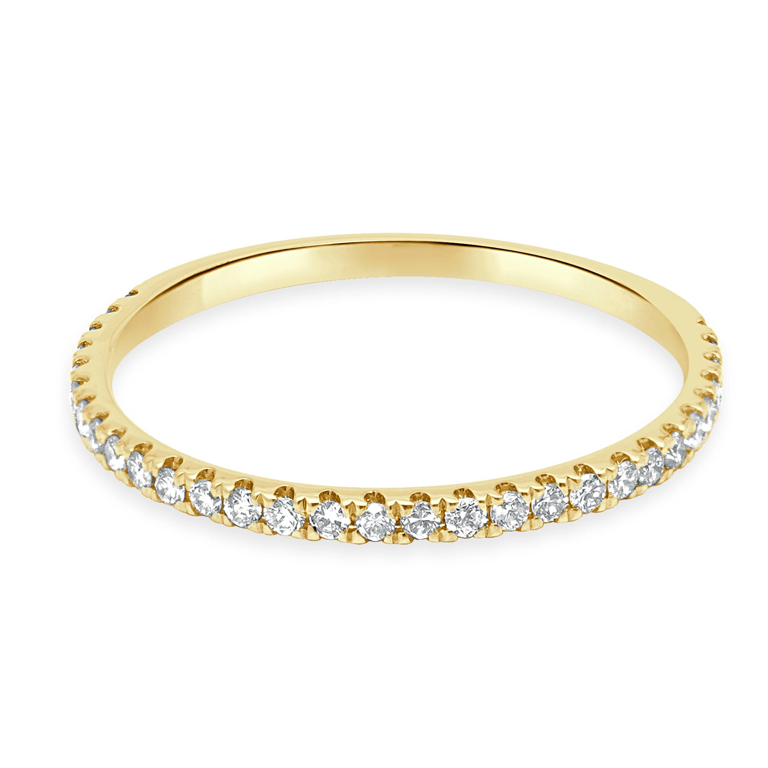 18 Karat Yellow Gold and Prong Set Round Diamond Wedding Band