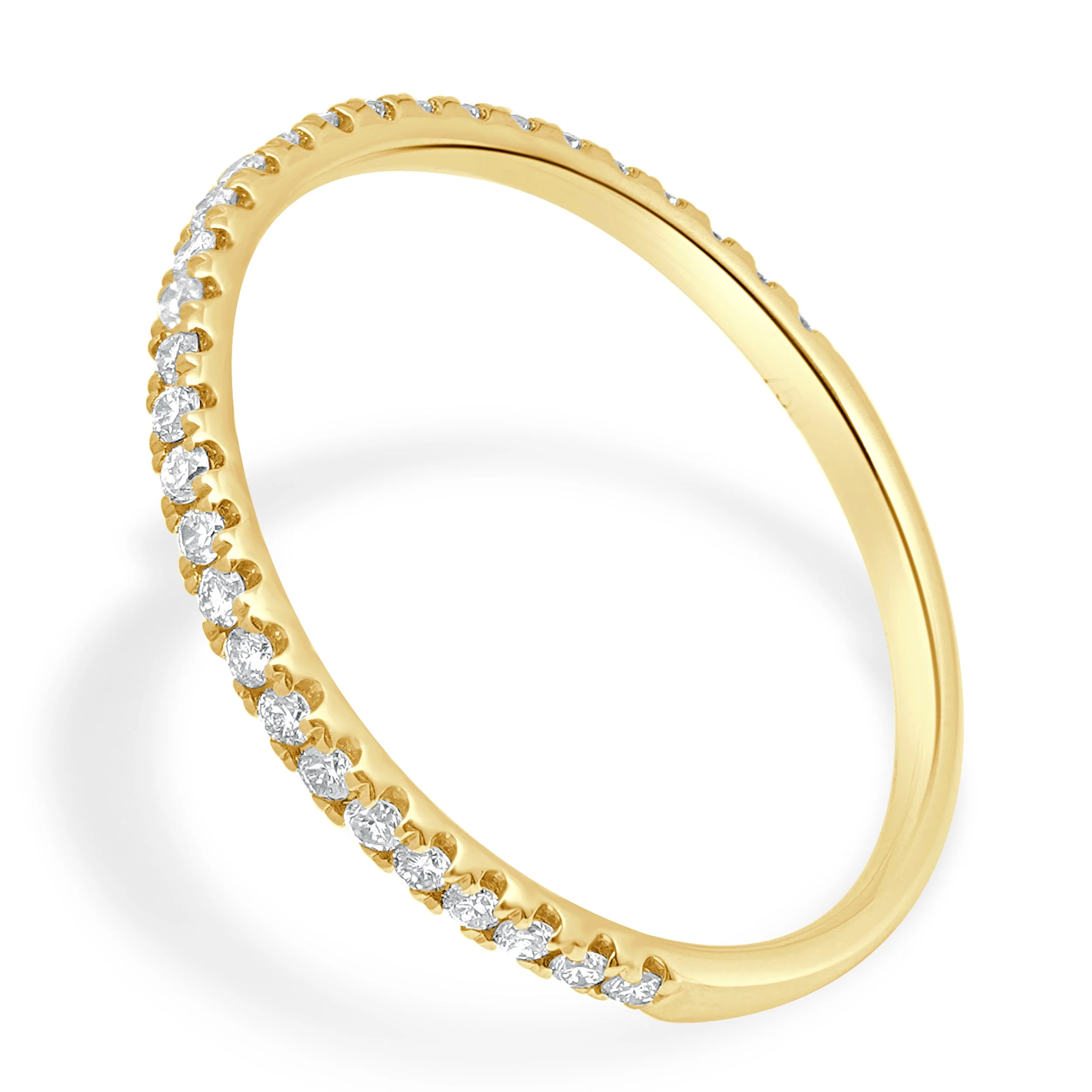 18 Karat Yellow Gold and Prong Set Round Diamond Wedding Band - Image 2