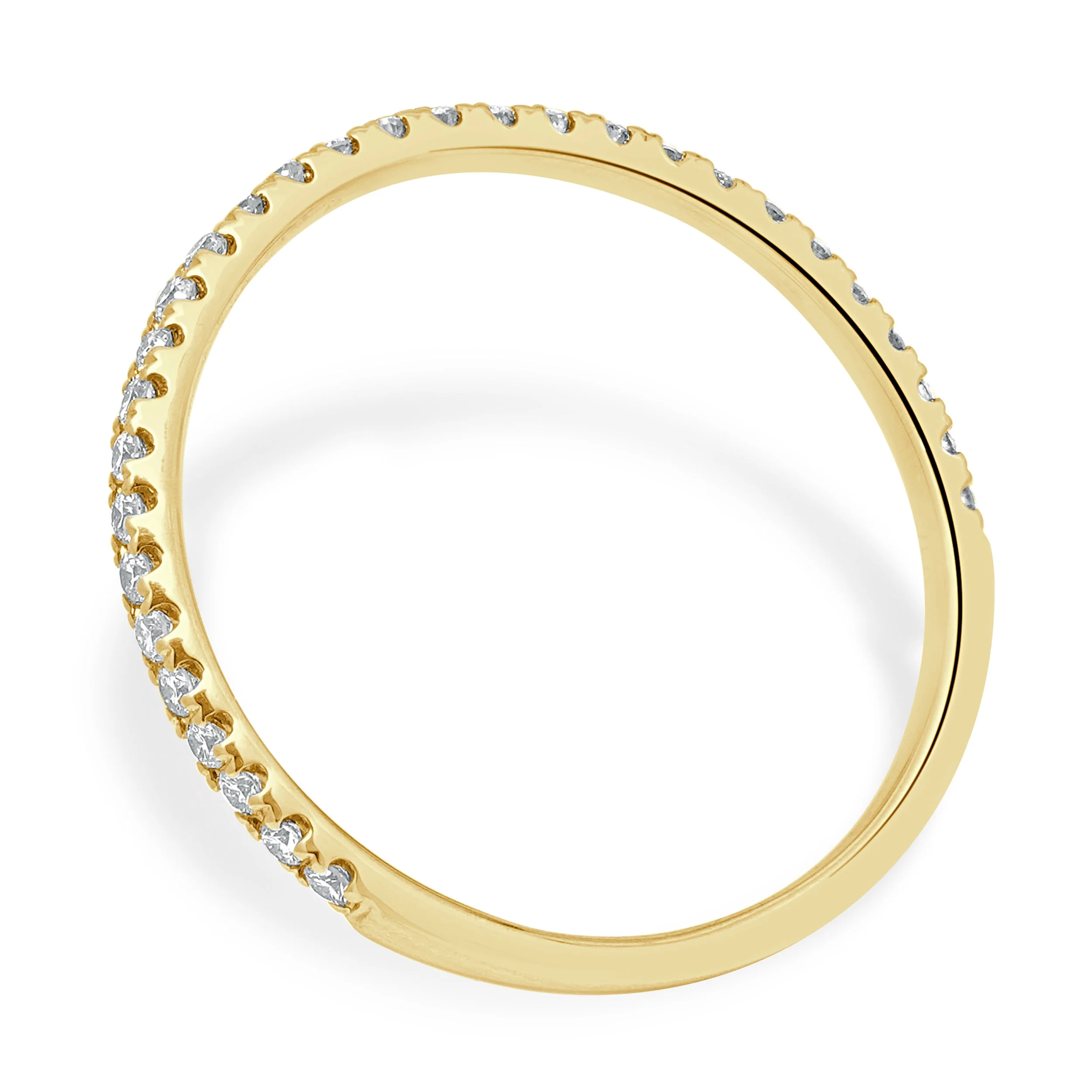 18 Karat Yellow Gold and Prong Set Round Diamond Wedding Band - Image 4