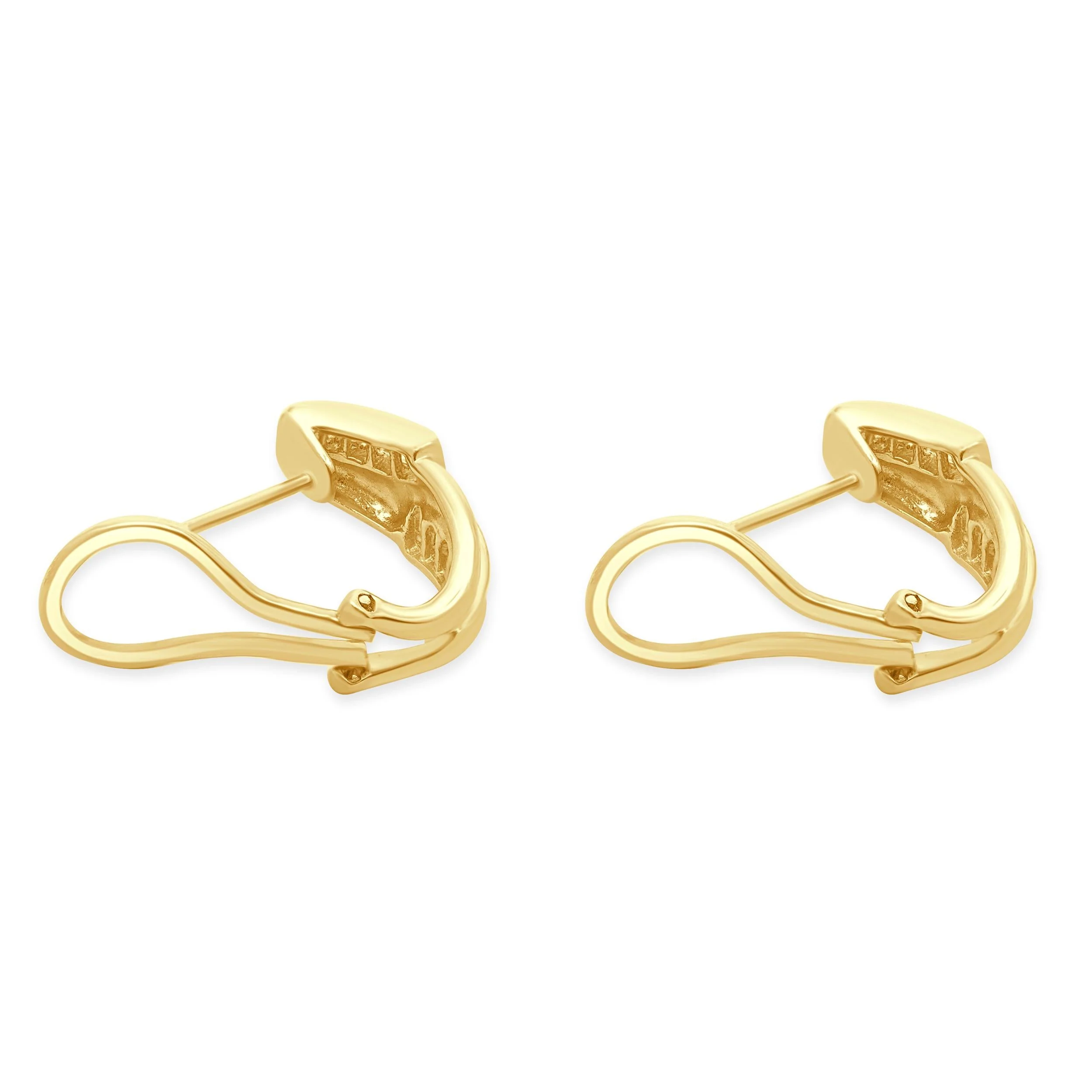 18 Karat Yellow Gold Baguette Cut Diamond Crossover Hoop Earrings - Image 3