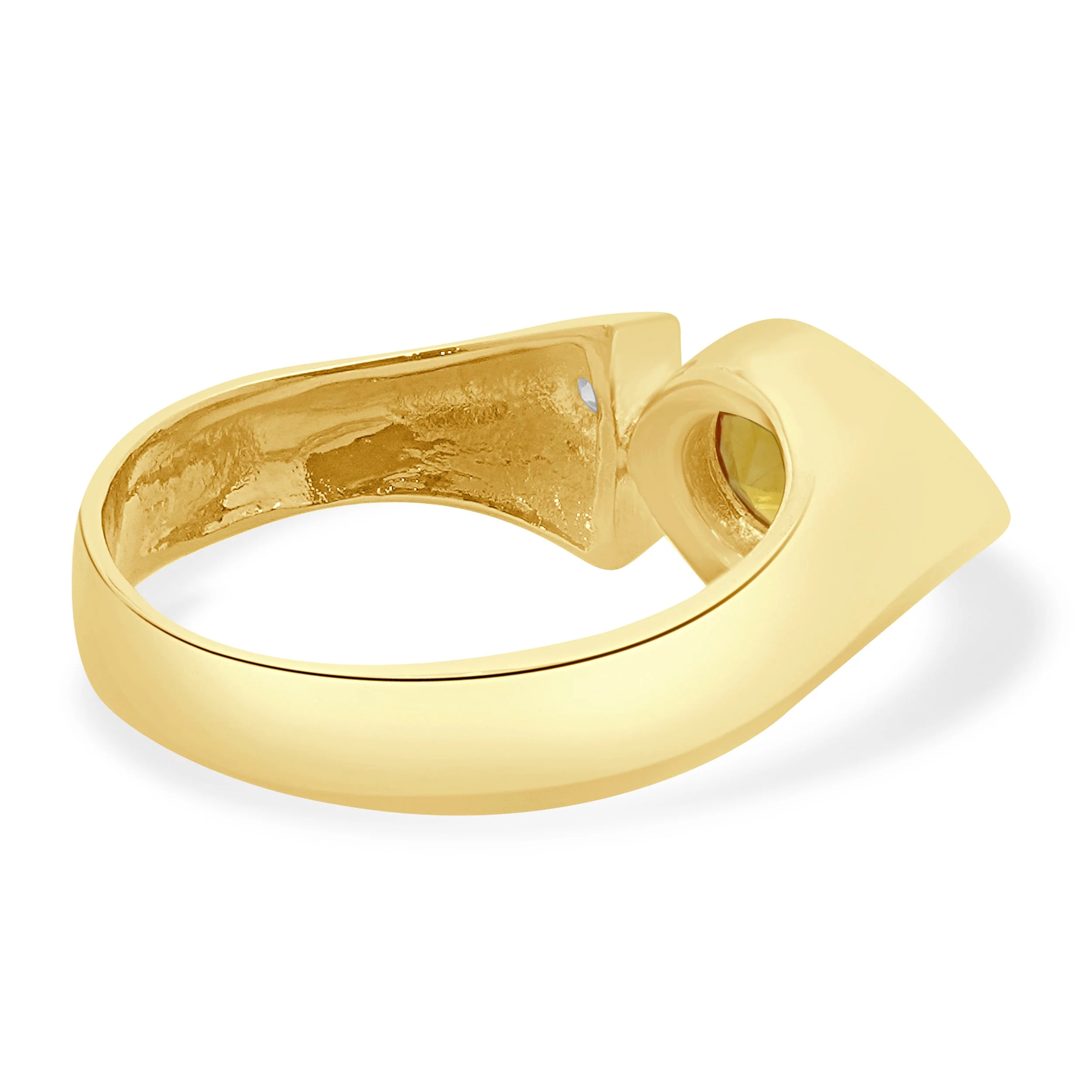 18 Karat Yellow Gold Bezel Set Citrine and Diamond Geometric Ring - Image 4