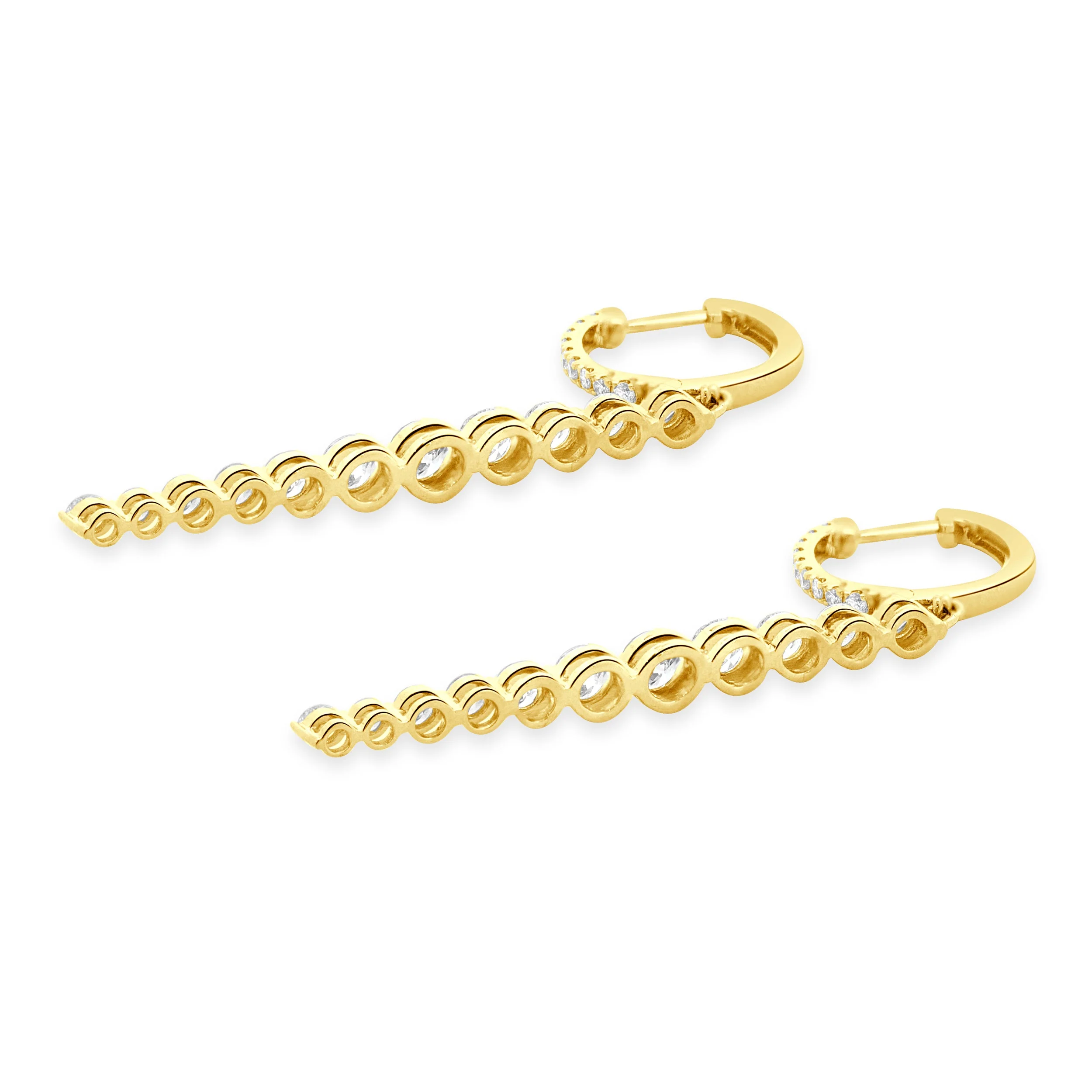 18 Karat Yellow Gold Graduated Diamond Inline Drop Earrings - Image 3