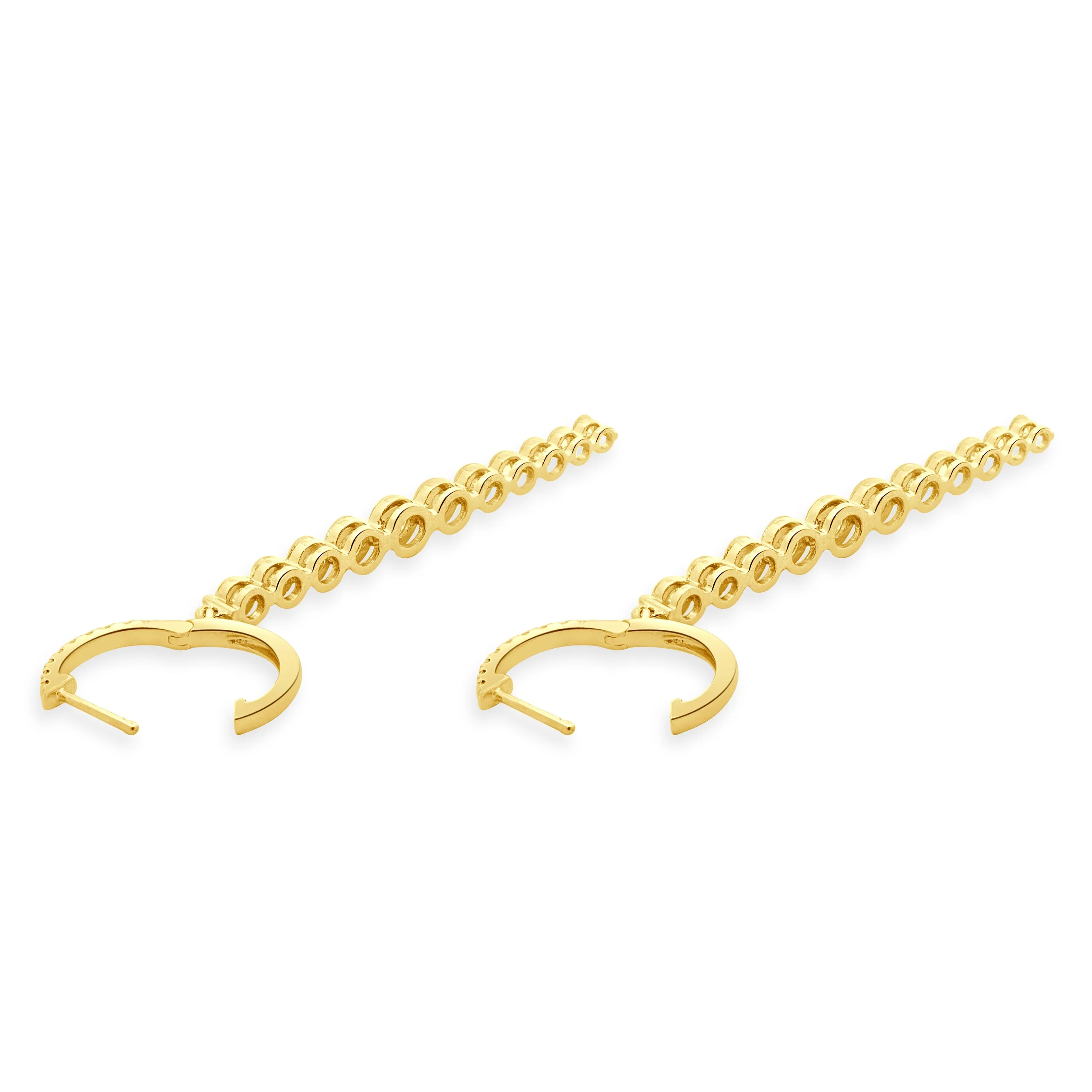18 Karat Yellow Gold Graduated Diamond Inline Drop Earrings - Image 4