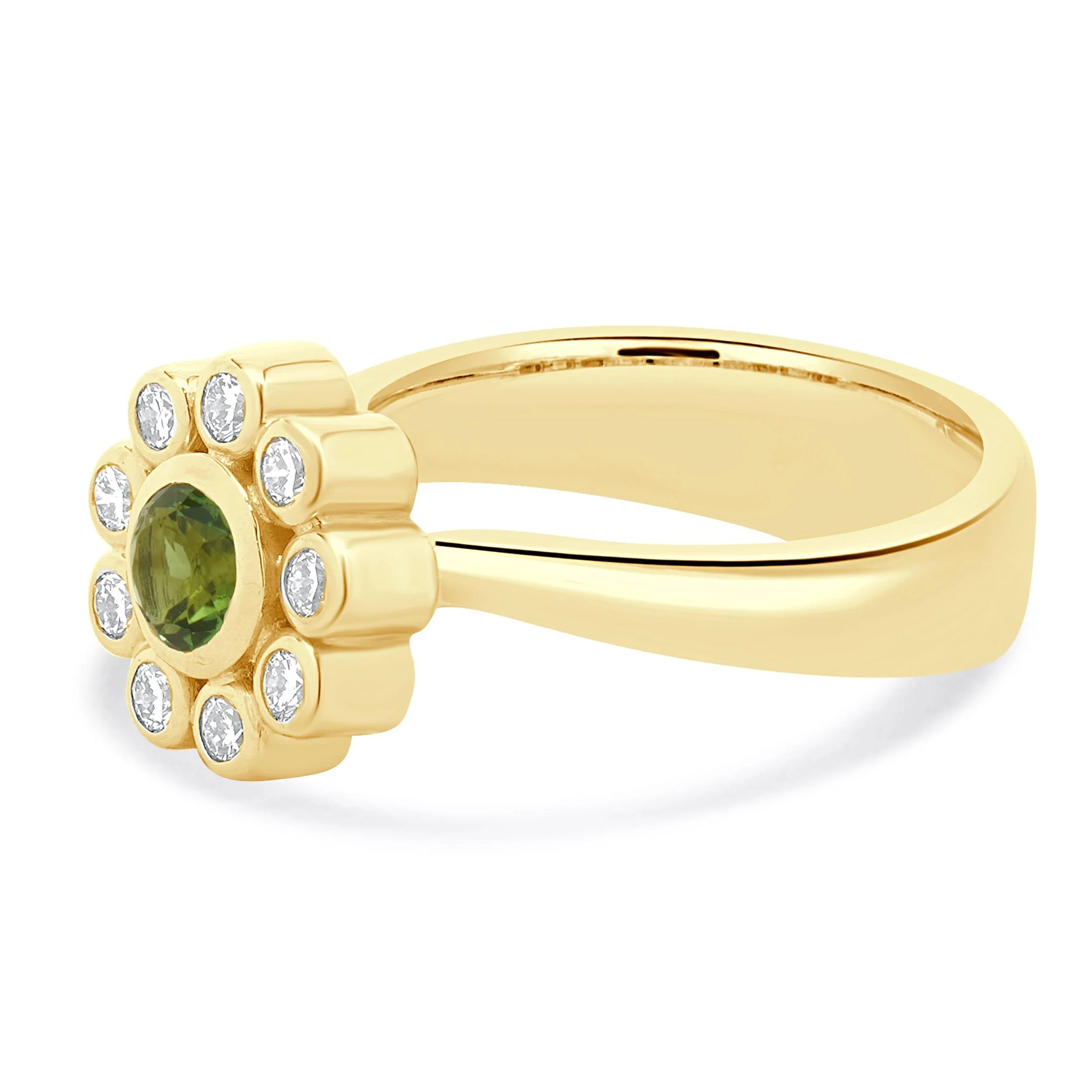 18 Karat Yellow Gold Green Tourmaline and Diamond Ring - Image 2