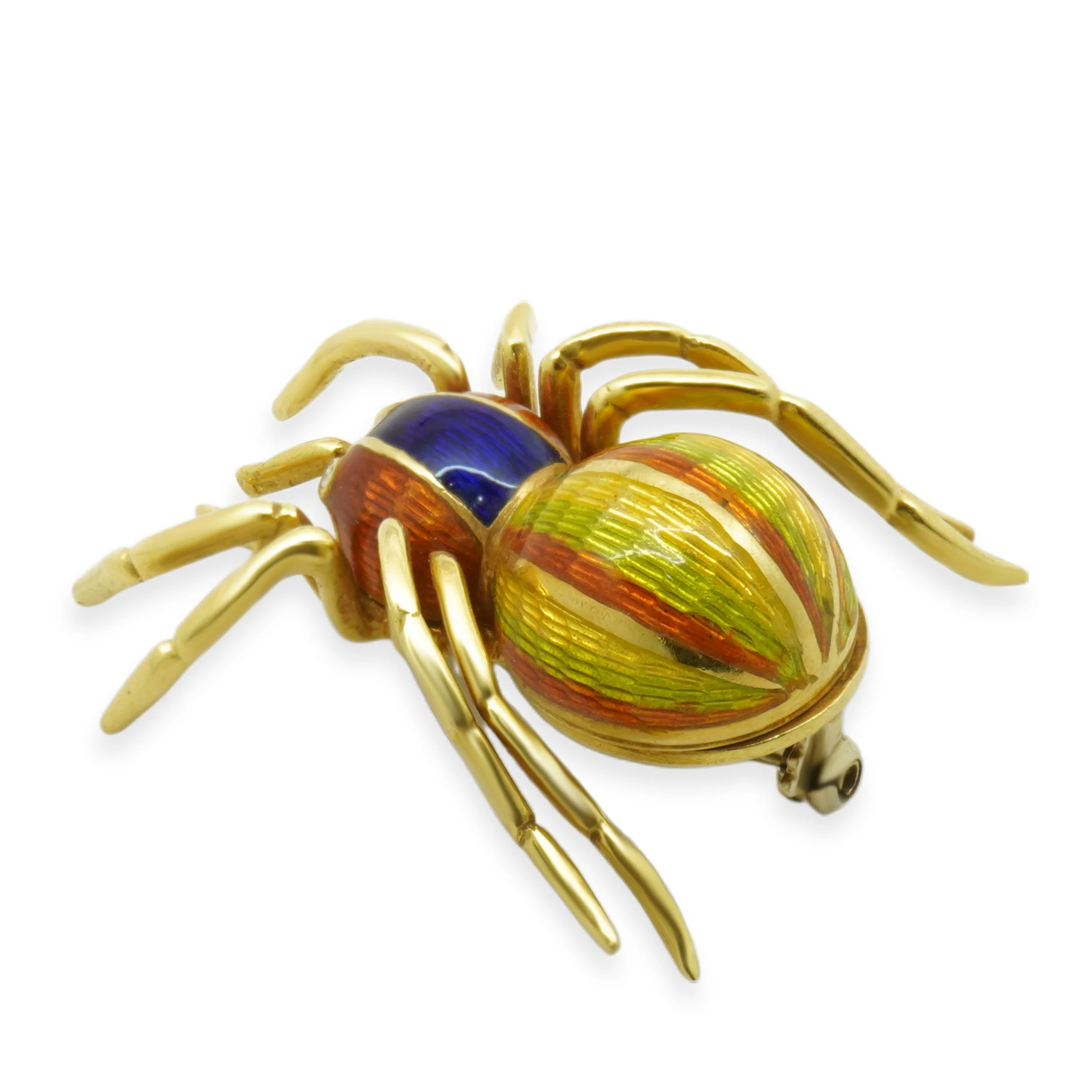 18 Karat Yellow Gold Multi-Color Enamel Spider Pin - Image 2