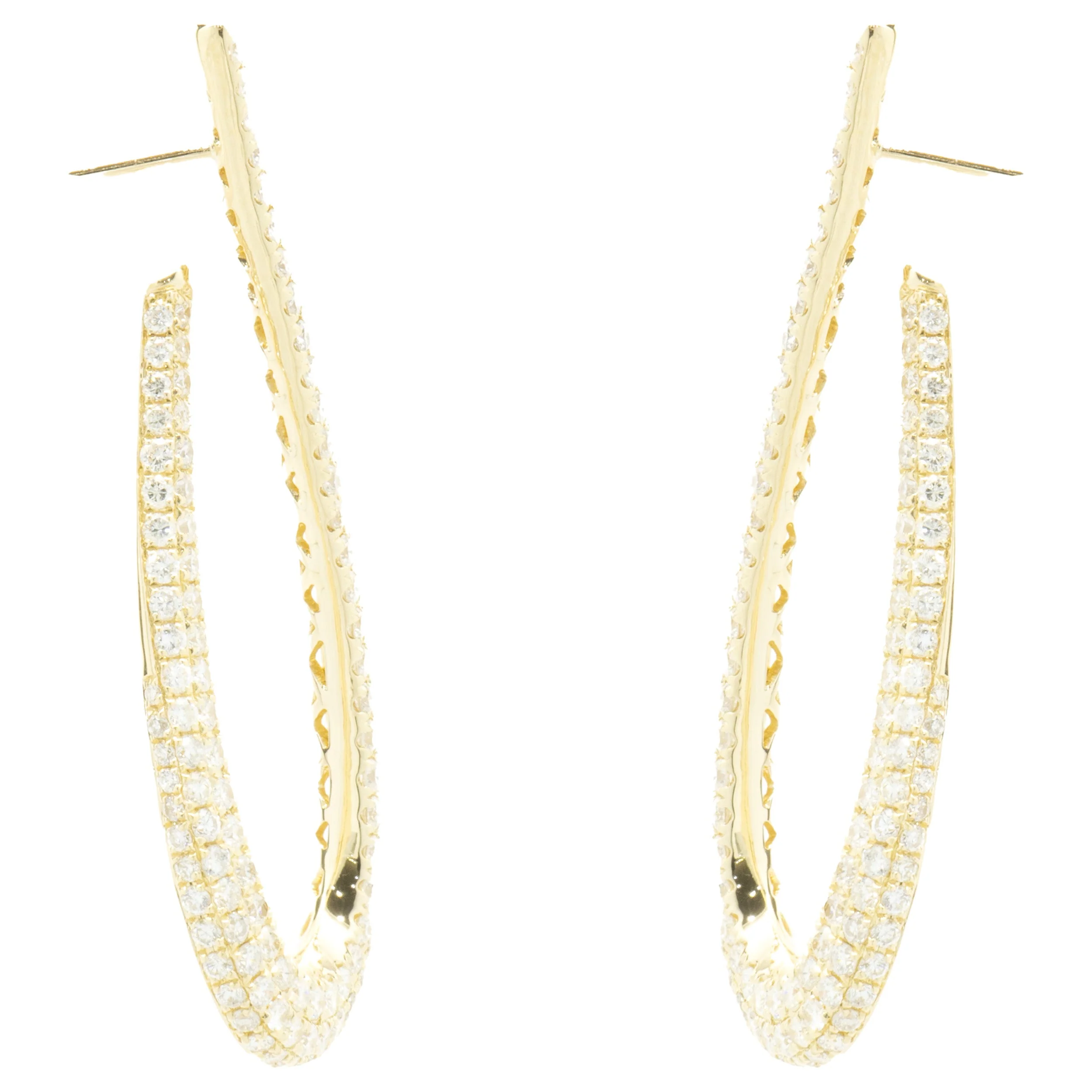 18 Karat Yellow Gold Pave Diamond Loop Through Drop Earrings - Image 2