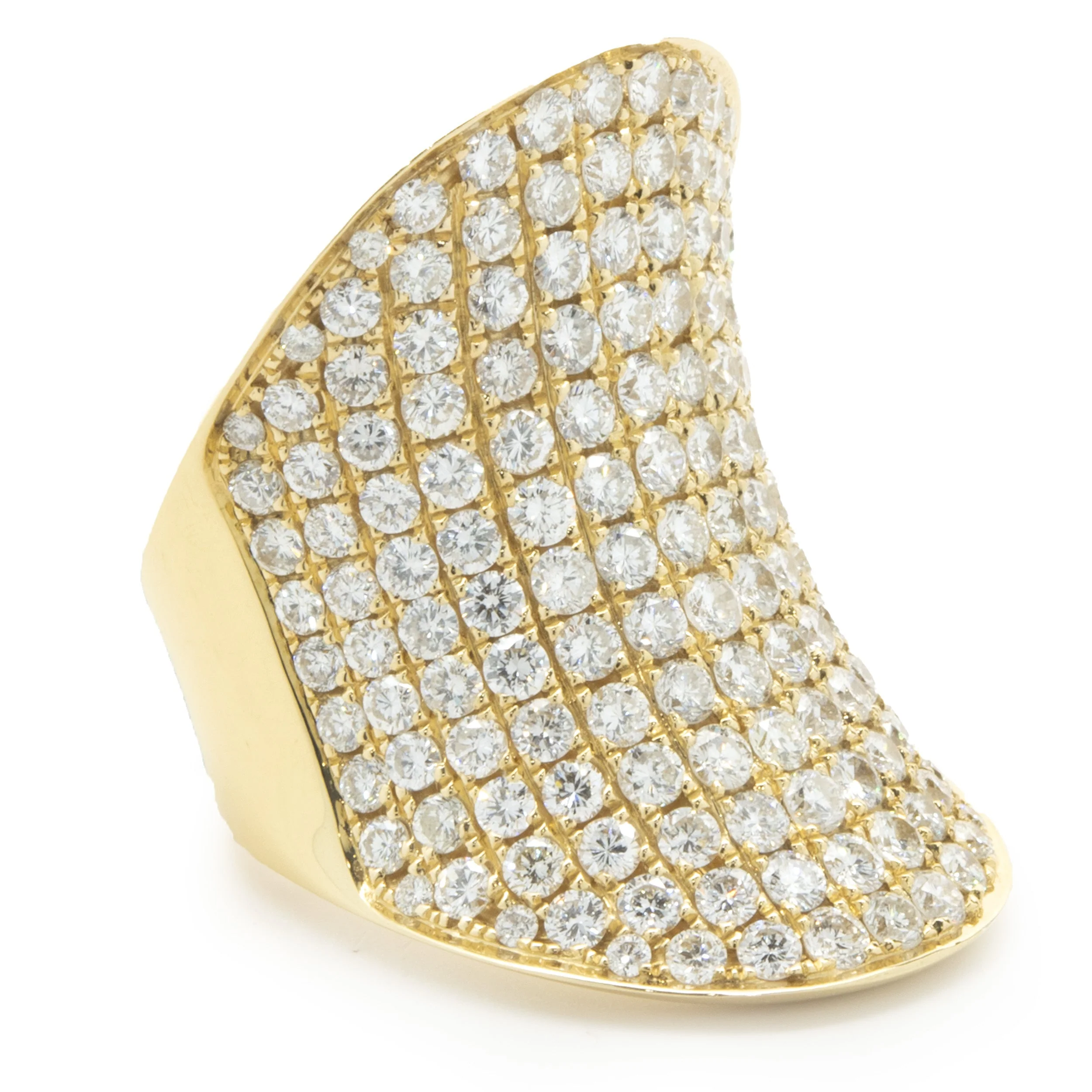 18 Karat Yellow Gold Pave Diamond Saddle Ring - Image 2