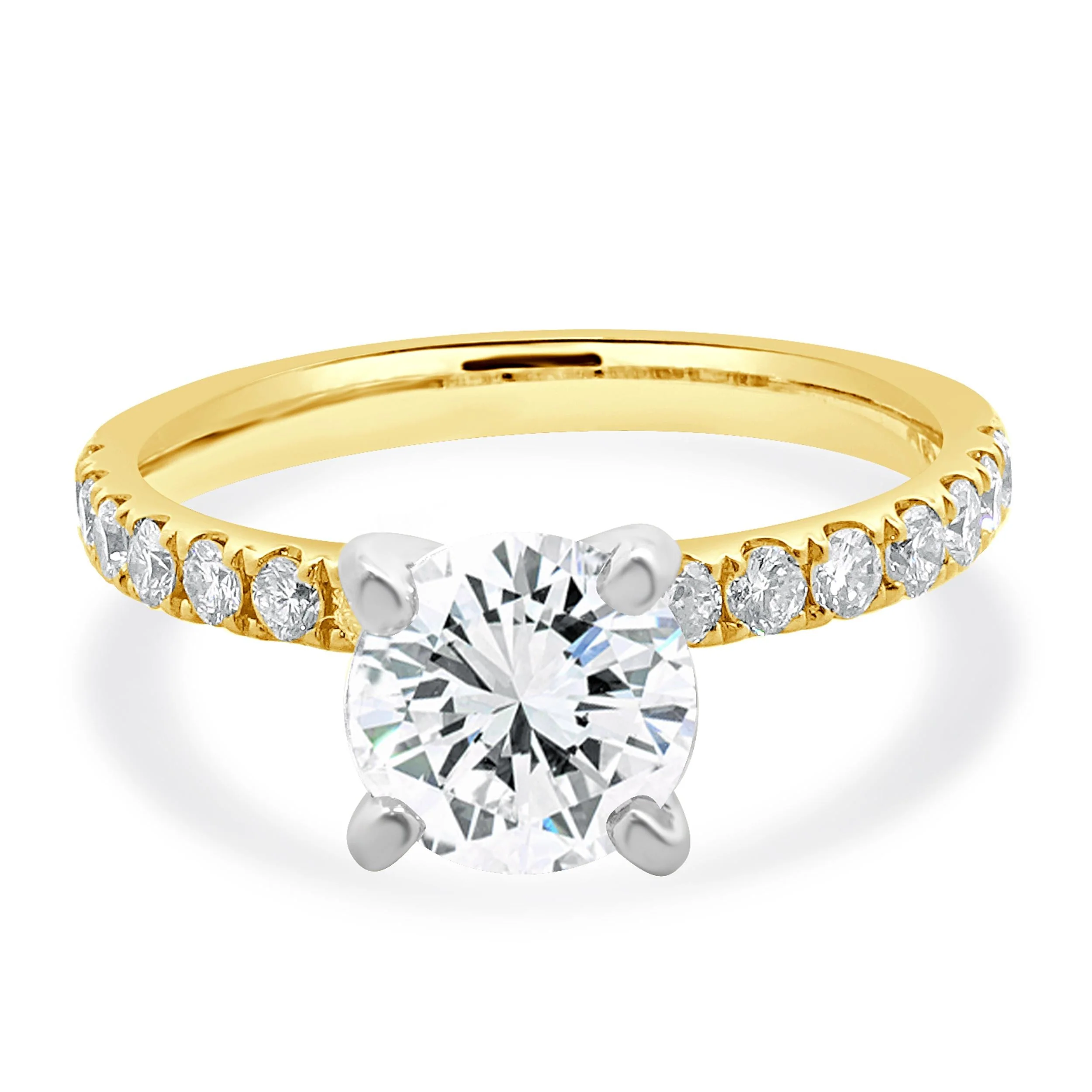 18 Karat Yellow Gold Round Brilliant Cut Diamond Engagement Ring