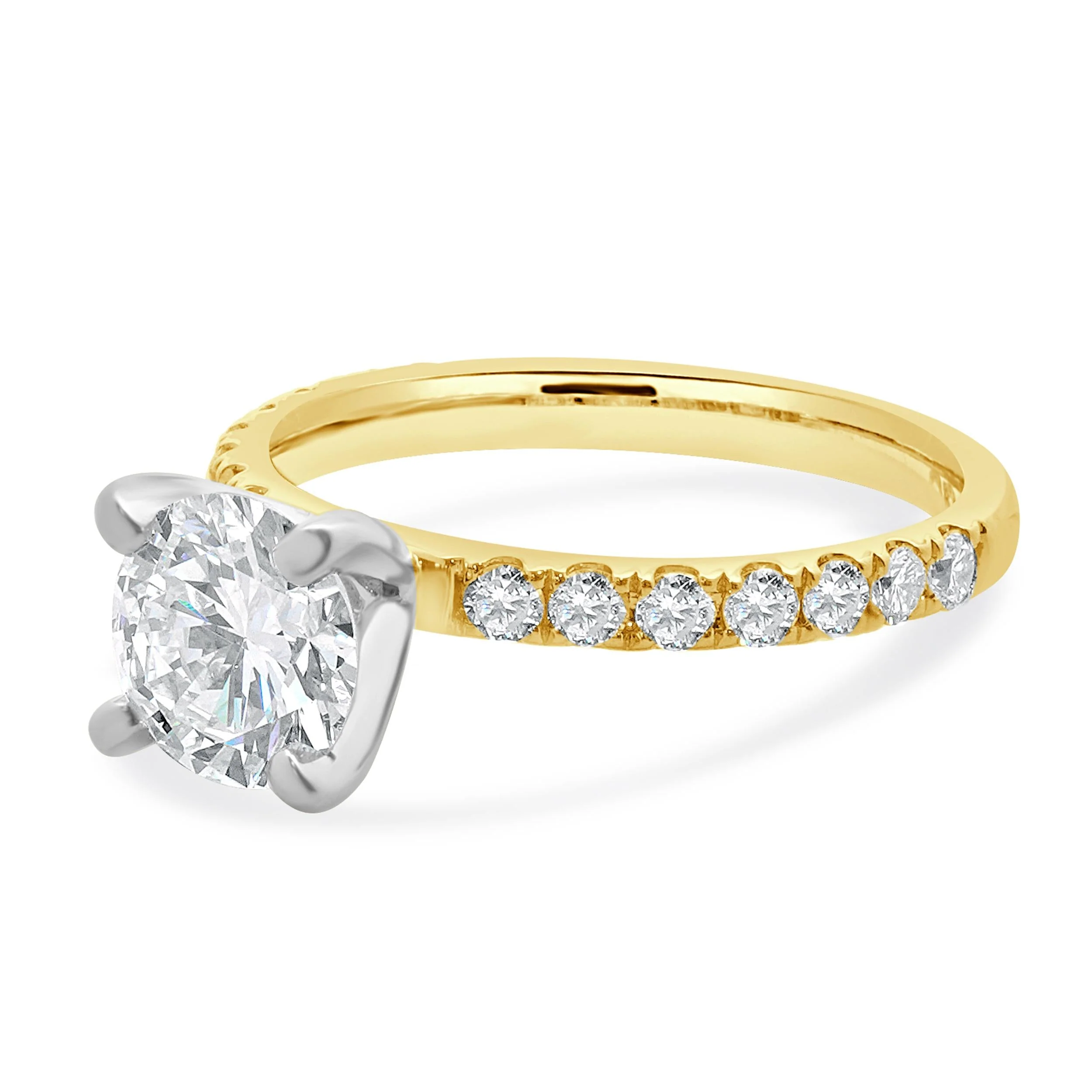 18 Karat Yellow Gold Round Brilliant Cut Diamond Engagement Ring - Image 2