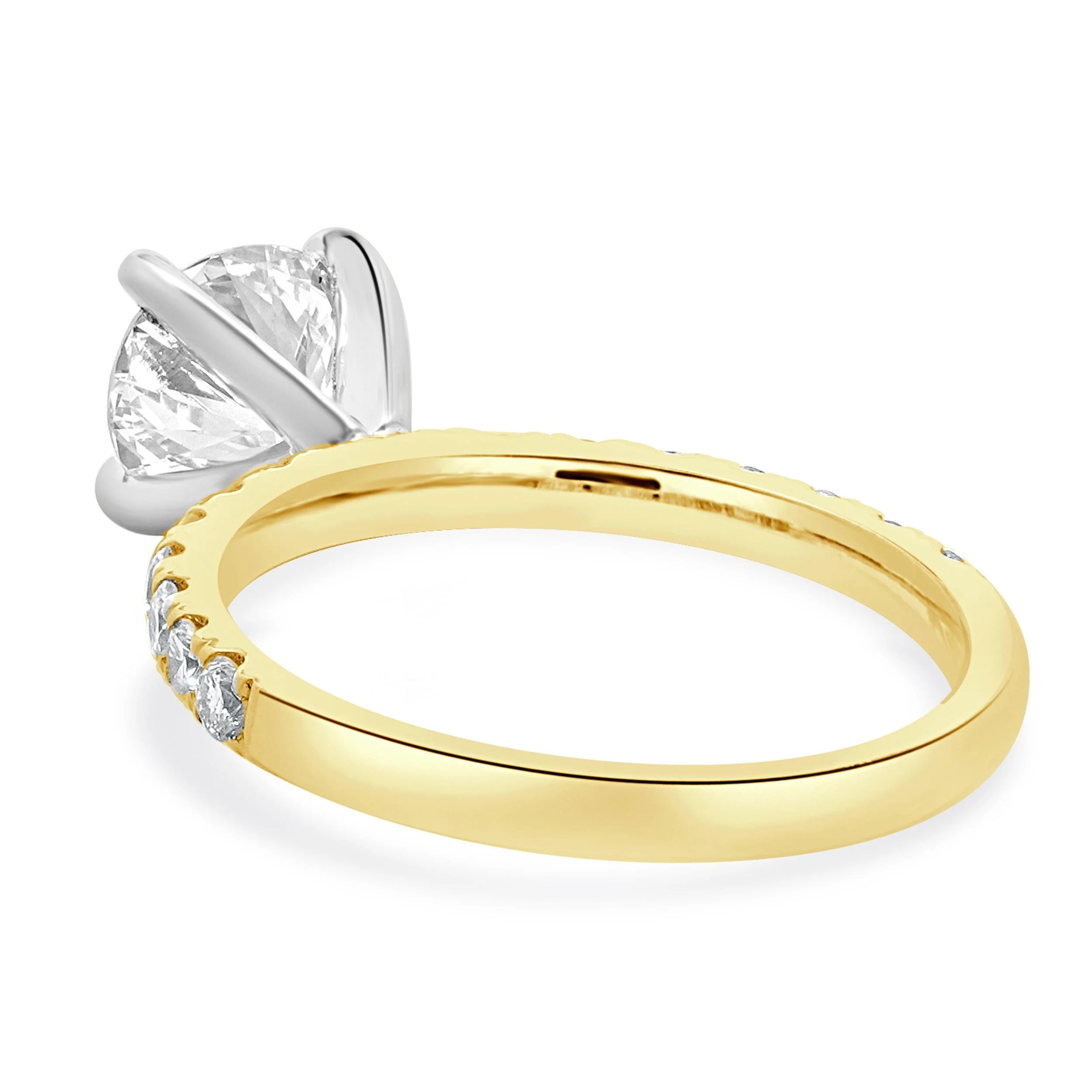 18 Karat Yellow Gold Round Brilliant Cut Diamond Engagement Ring - Image 3