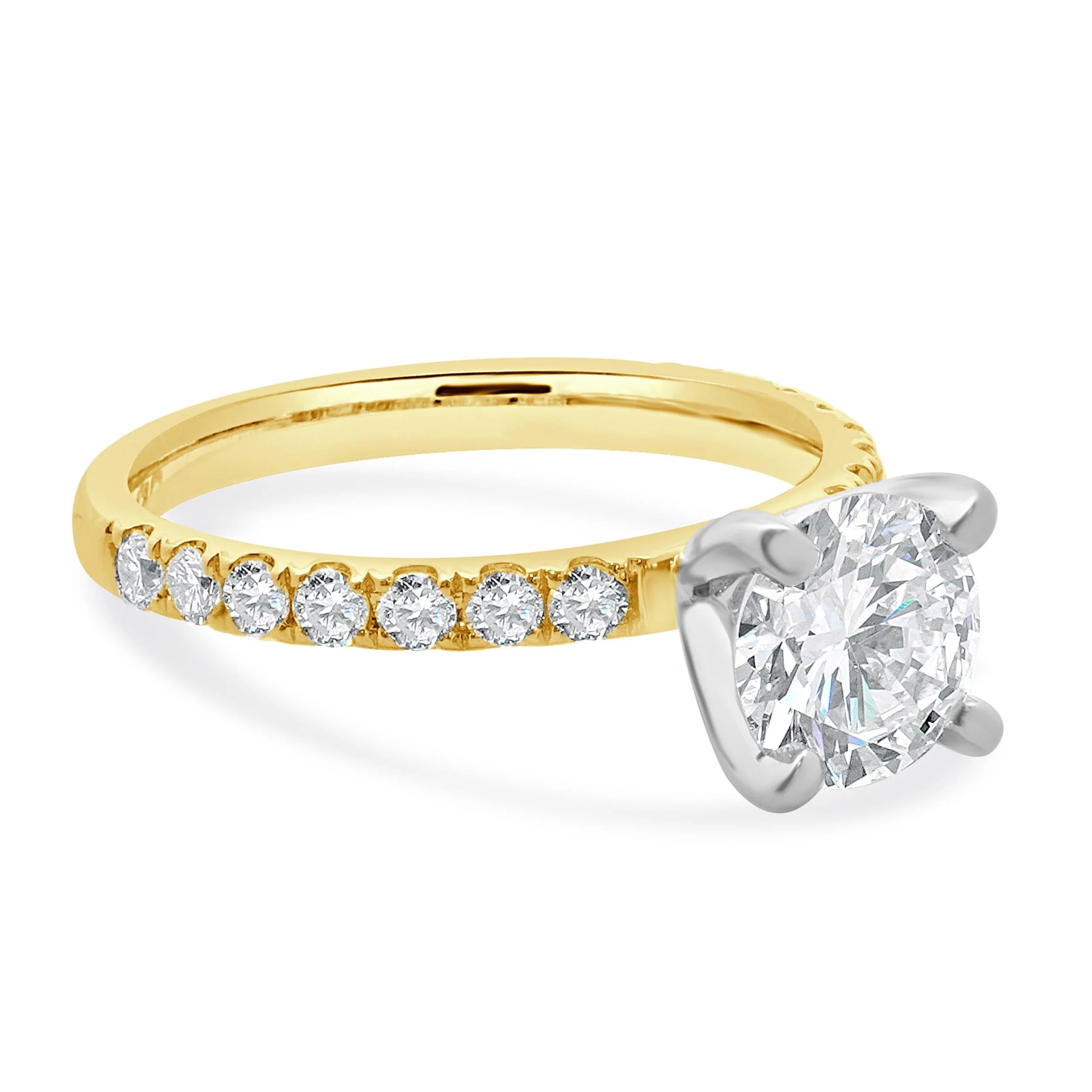 18 Karat Yellow Gold Round Brilliant Cut Diamond Engagement Ring - Image 4