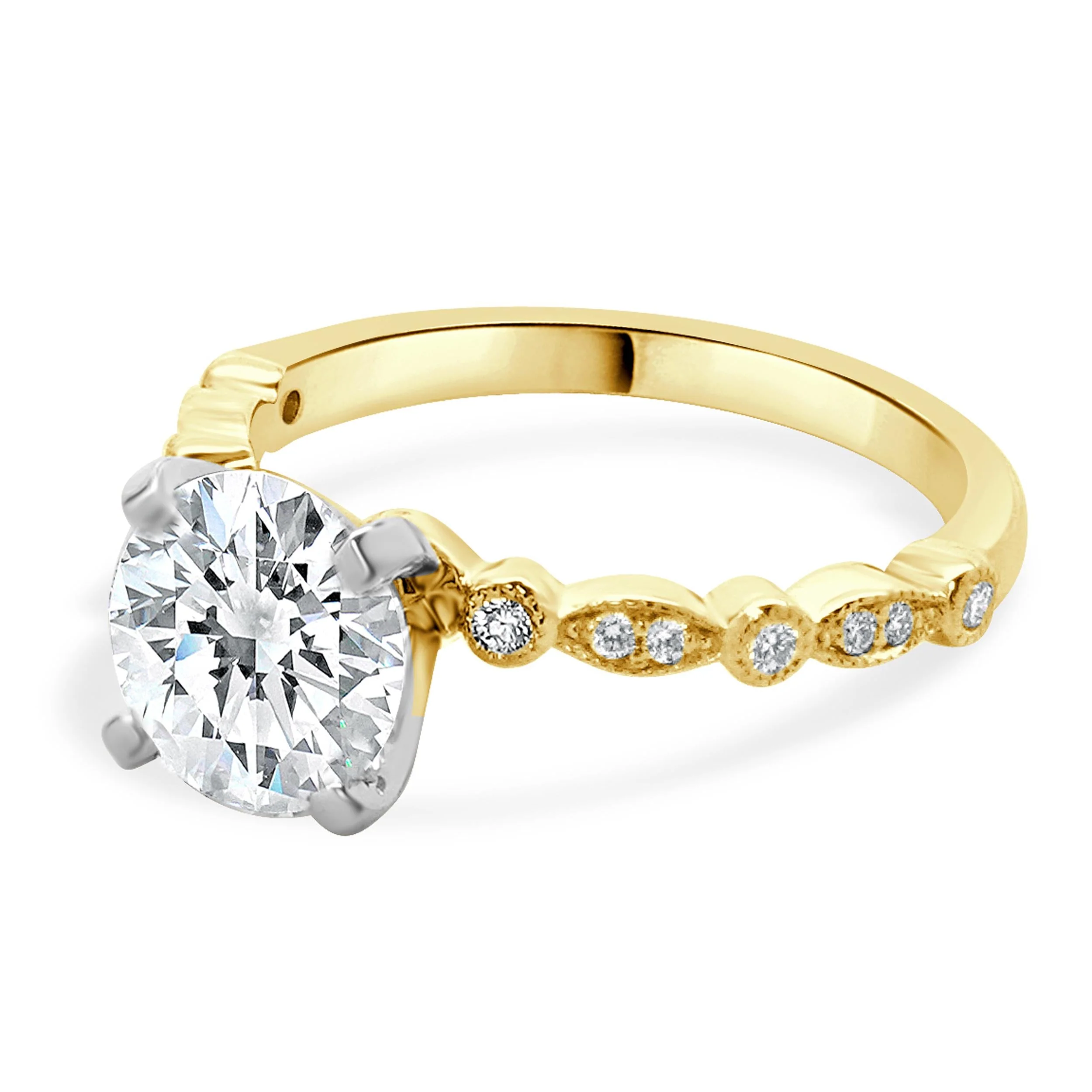 18 Karat Yellow Gold Round Diamond Engagement Ring - Image 2