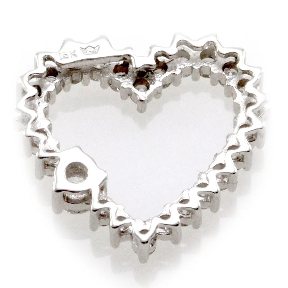 18K White Gold Diamond Open Heart Pendant - Image 2