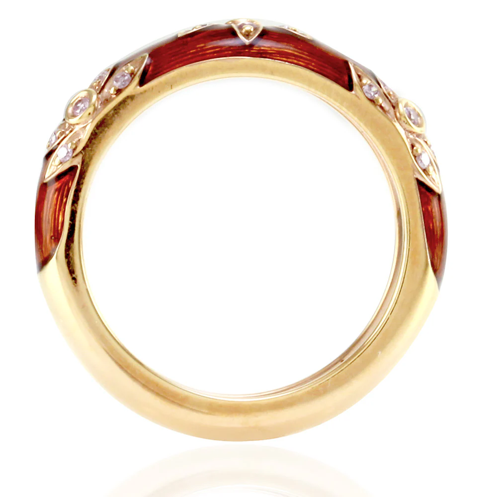Hidalgo Brown Enamel Flower Band 18K Rose Gold Diamonds - Image 7