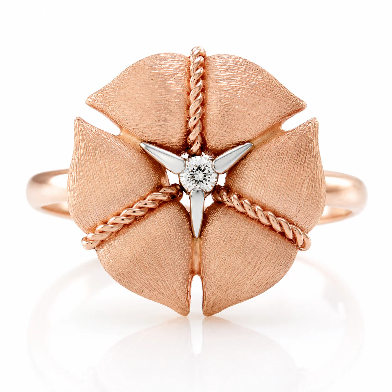 18K Rose Gold Nanis Amarcord Collection Diamond Solitaire Flower Ring