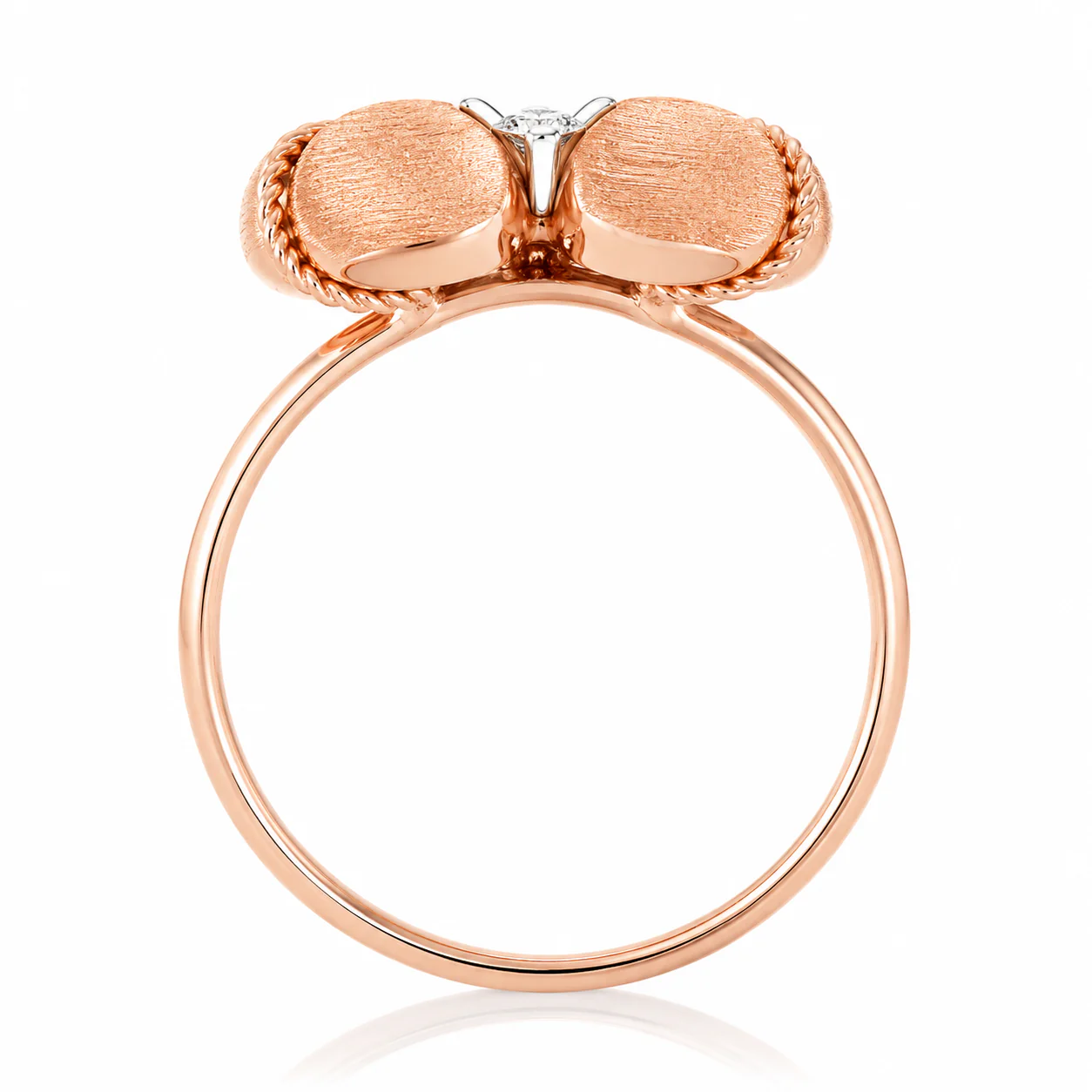18K Rose Gold Nanis Amarcord Collection Diamond Solitaire Flower Ring - Image 3