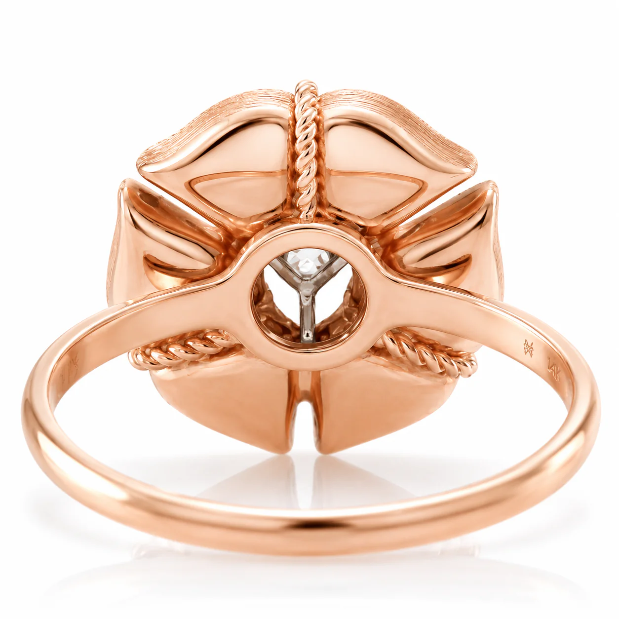 18K Rose Gold Nanis Amarcord Collection Diamond Solitaire Flower Ring - Image 4