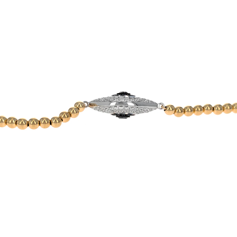 18K Two-Tone Gold Diamond Evil Eye Necklace - Image 3