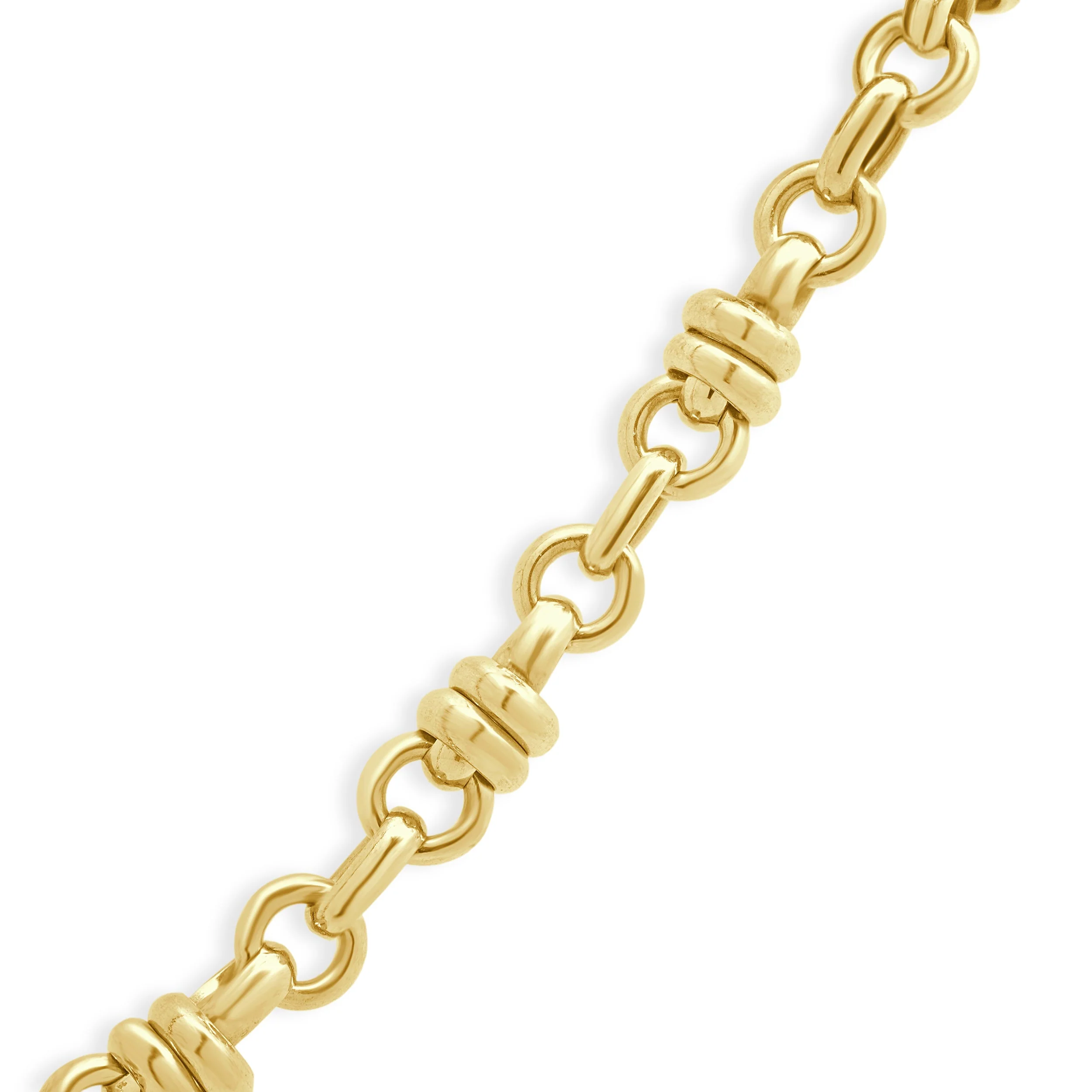18K Two-Tone Yellow and White Gold Double Rolo Chain Necklace 18.5" - Image 2