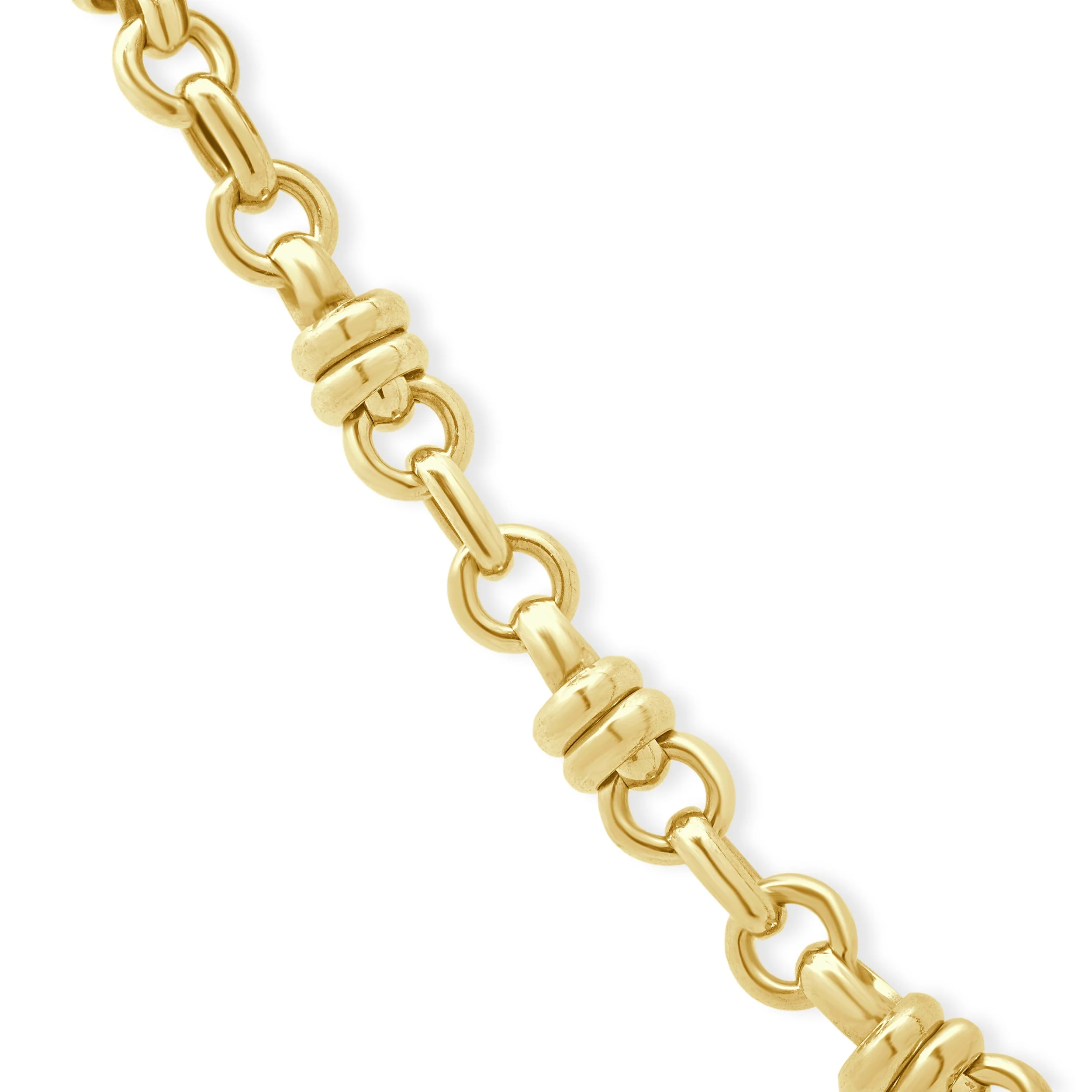 18K Two-Tone Yellow and White Gold Double Rolo Chain Necklace 18.5" - Image 3