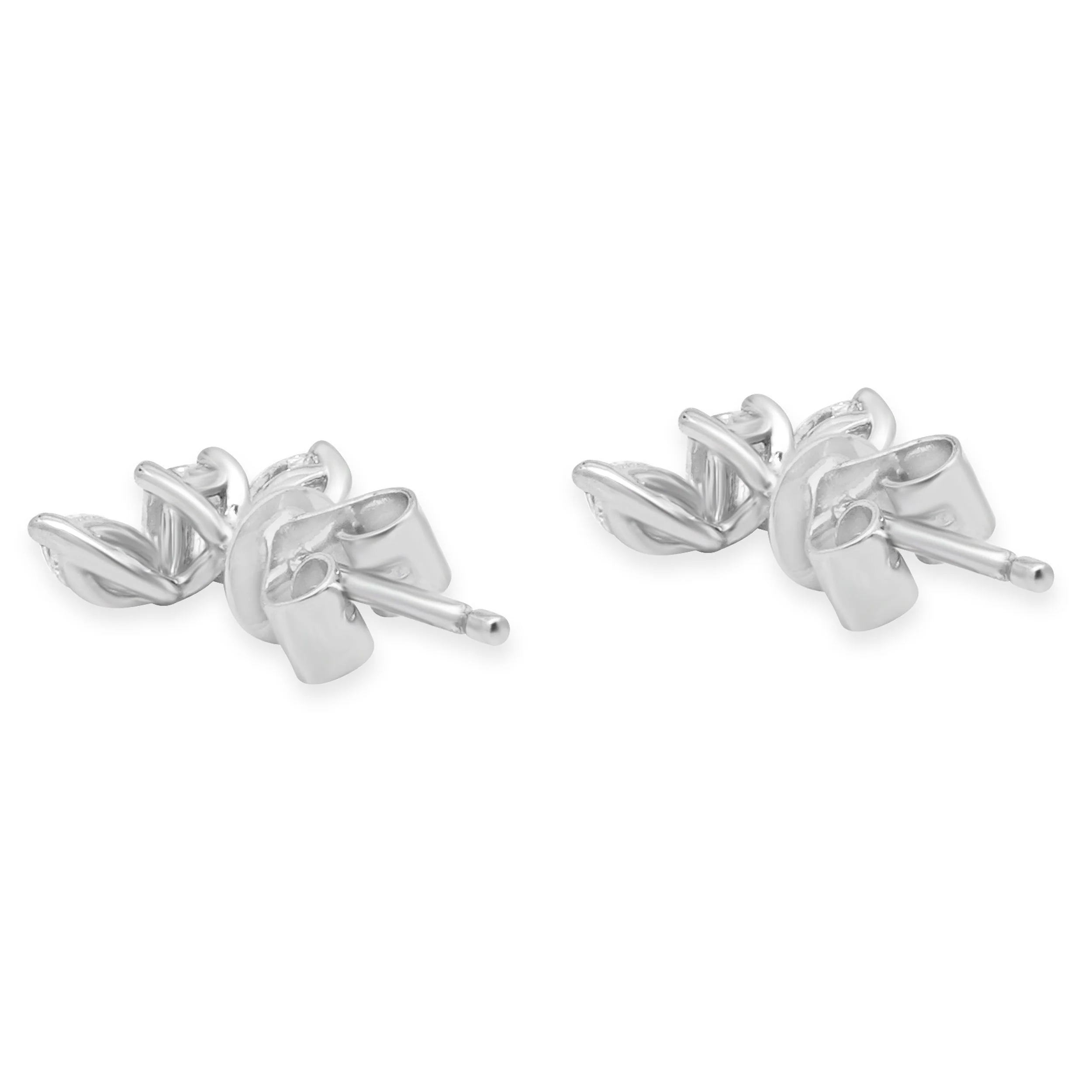 18K White Gold Marquise and Baguette Cut Diamond Crawler Earrings - Image 3