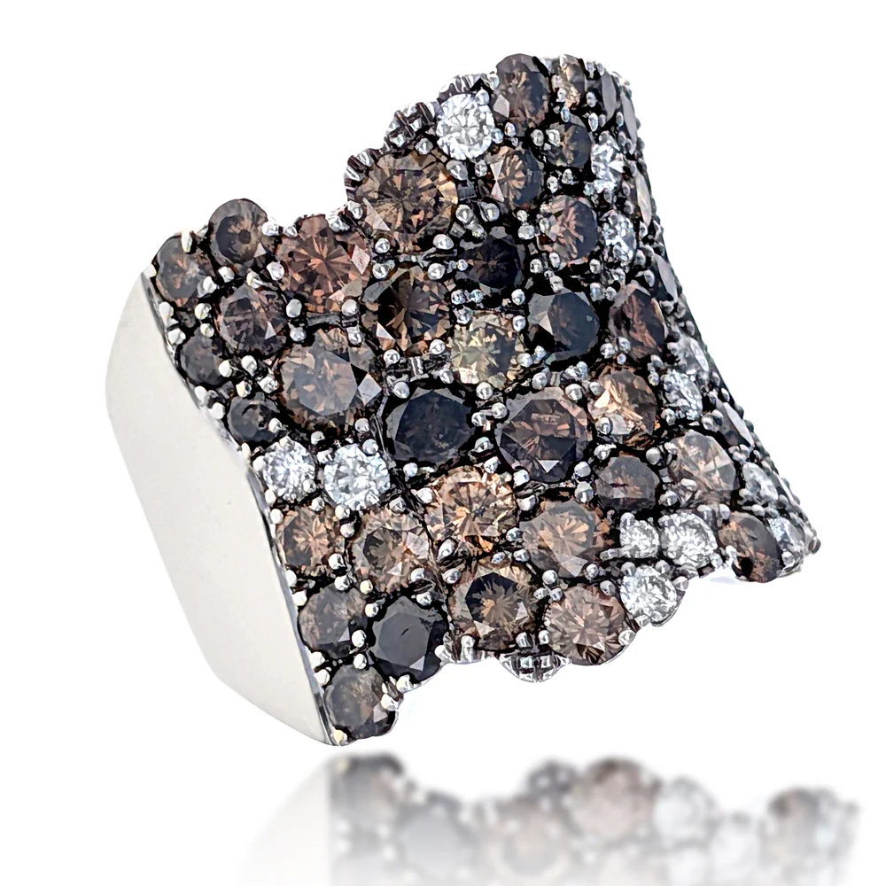 18K White Gold Multi Colored Diamond Ring
